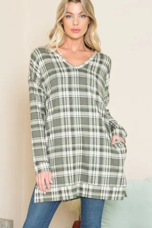 Print V Neck Sweater Tunic