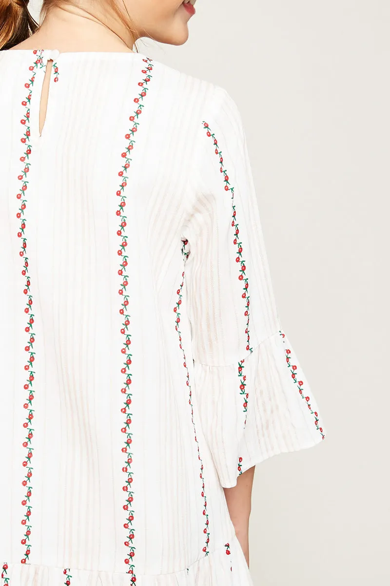 Printed Bell Sleeve Tunic Dress
