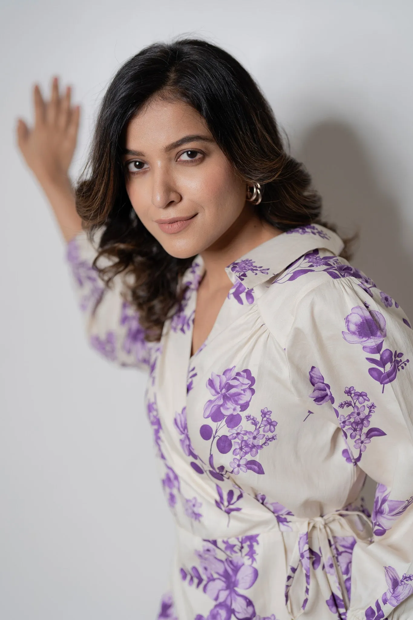 Printed Cotton Wrap Dress
