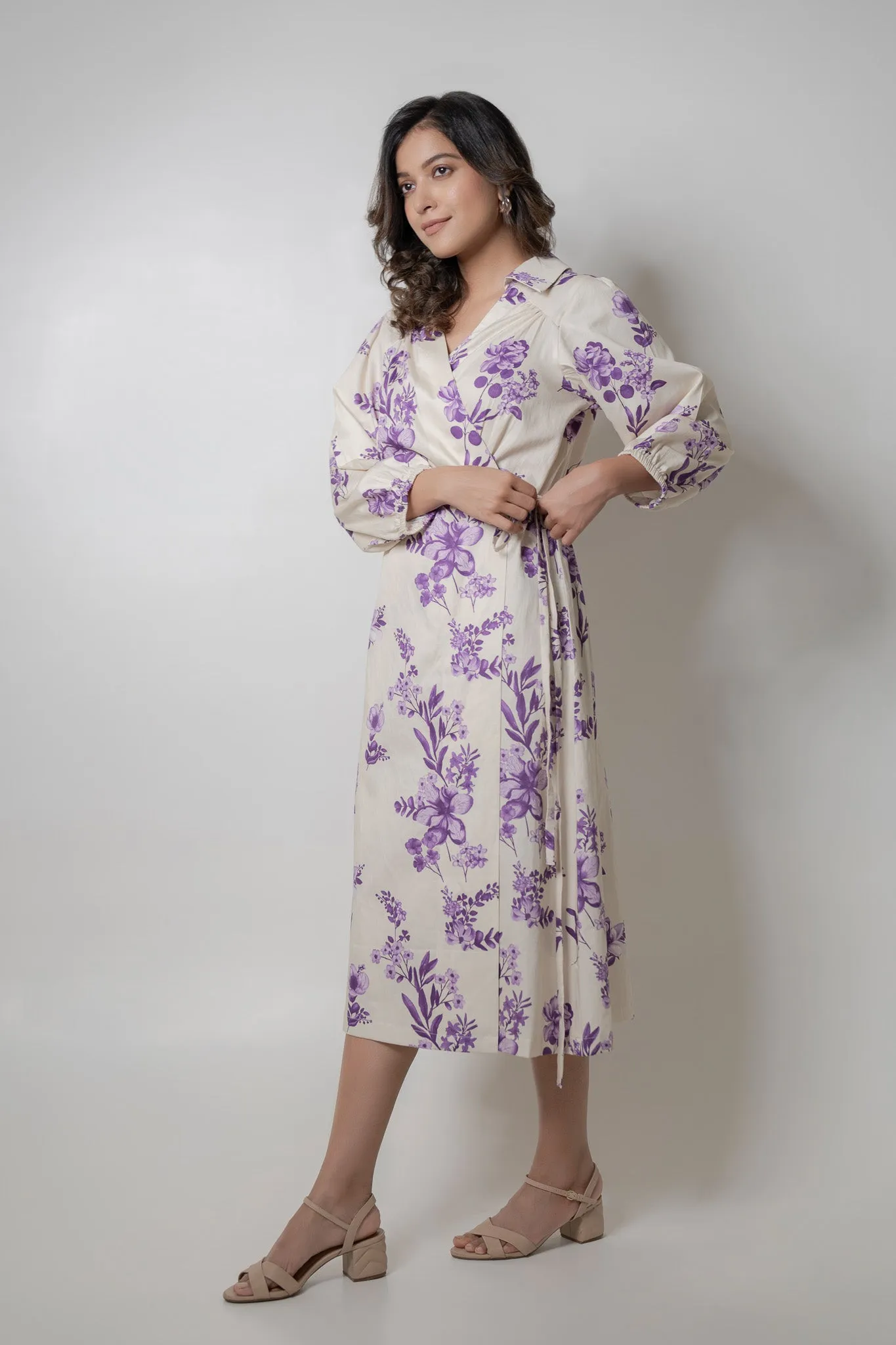 Printed Cotton Wrap Dress