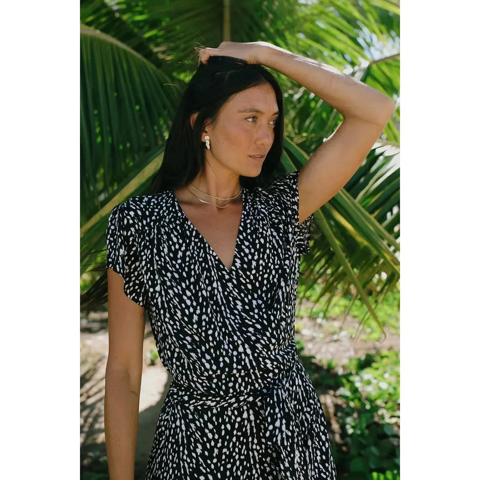 PRINTED MAXI DRESS WITH SHORT SLEEVES