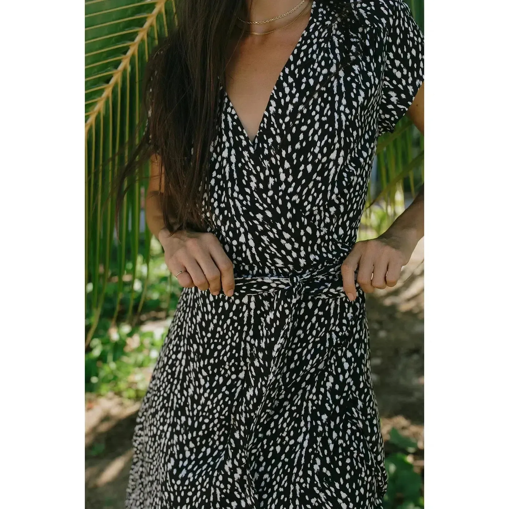 PRINTED MAXI DRESS WITH SHORT SLEEVES
