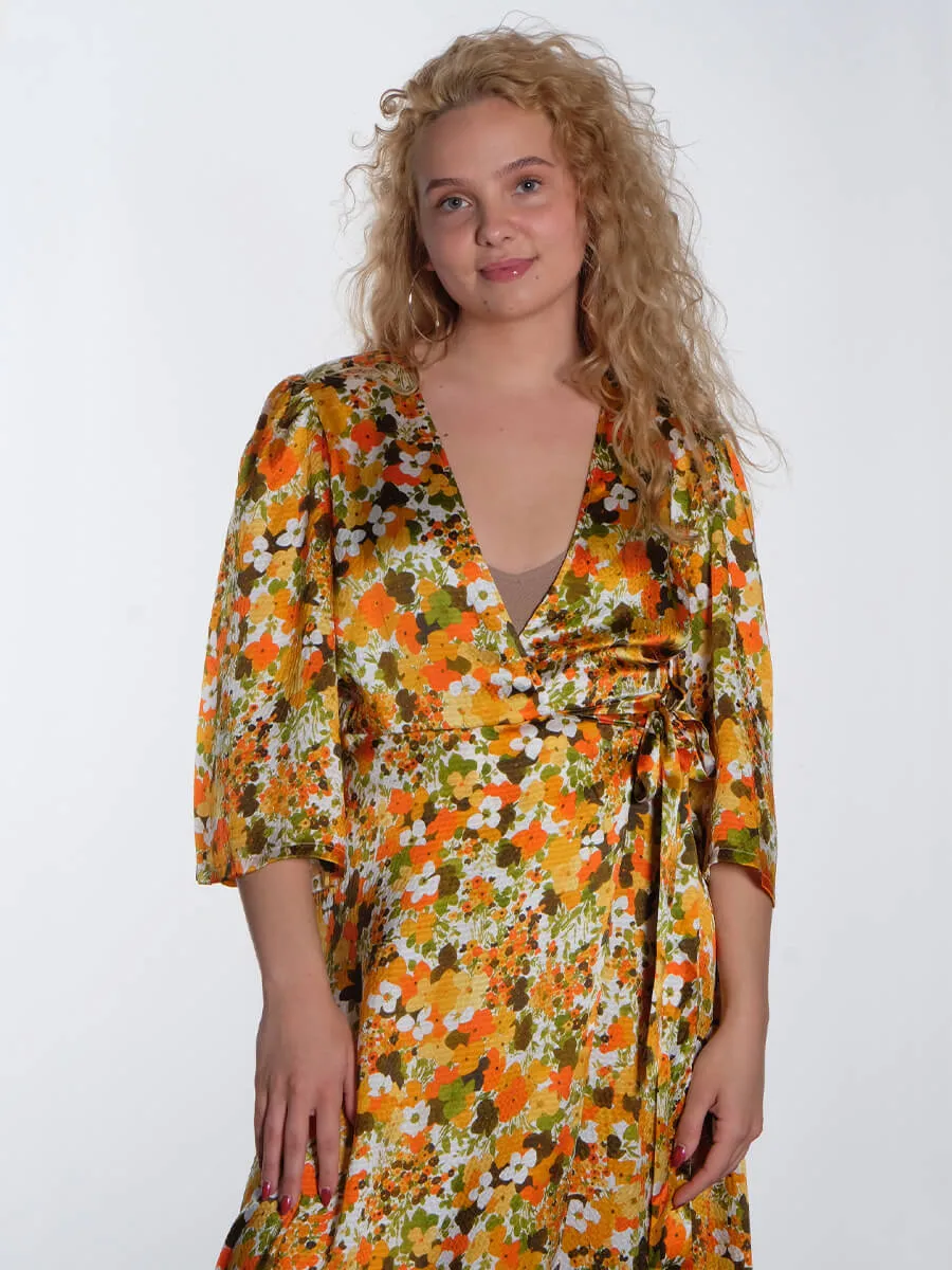 Printed Maxi Wrap Dress