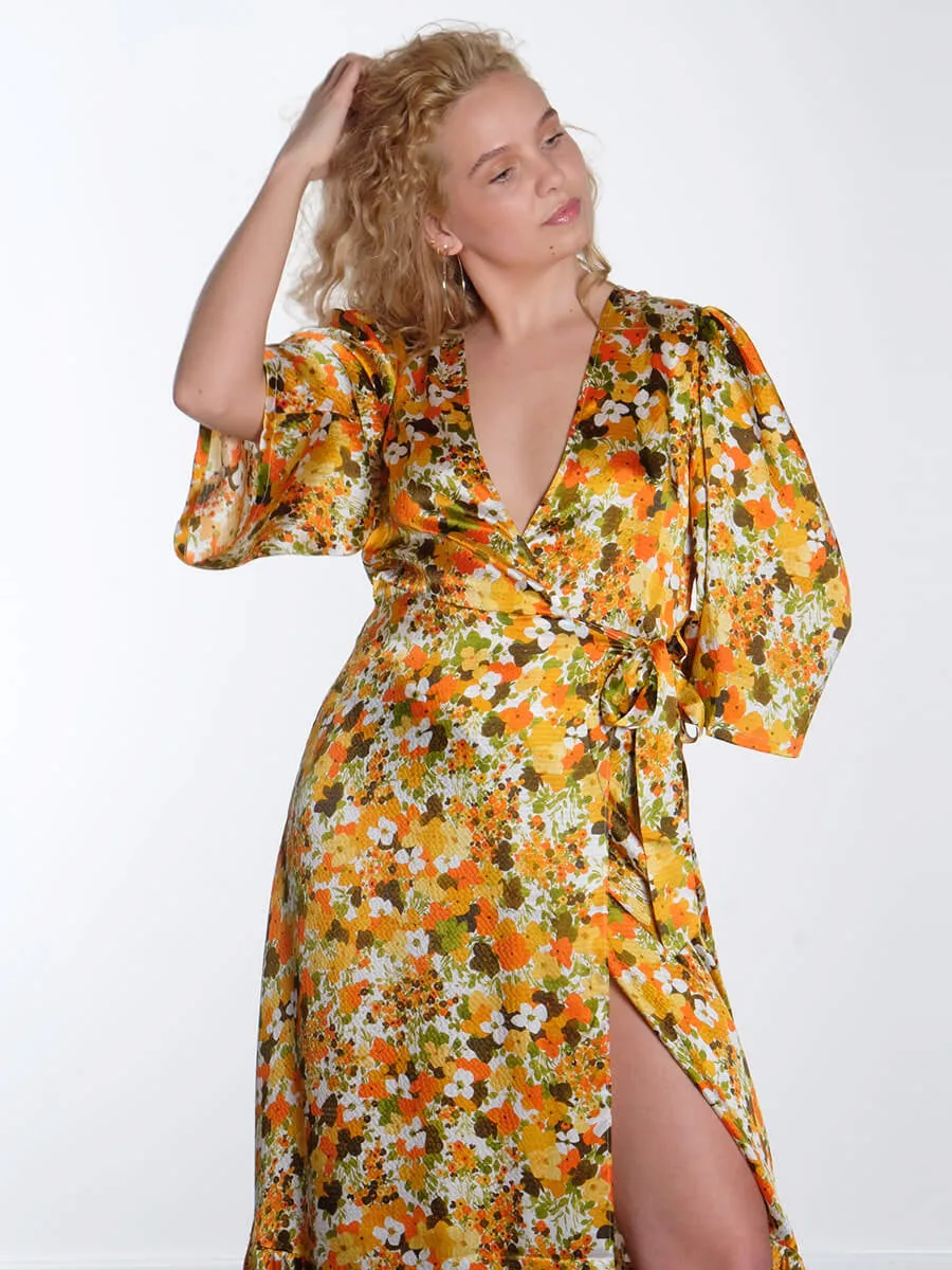Printed Maxi Wrap Dress