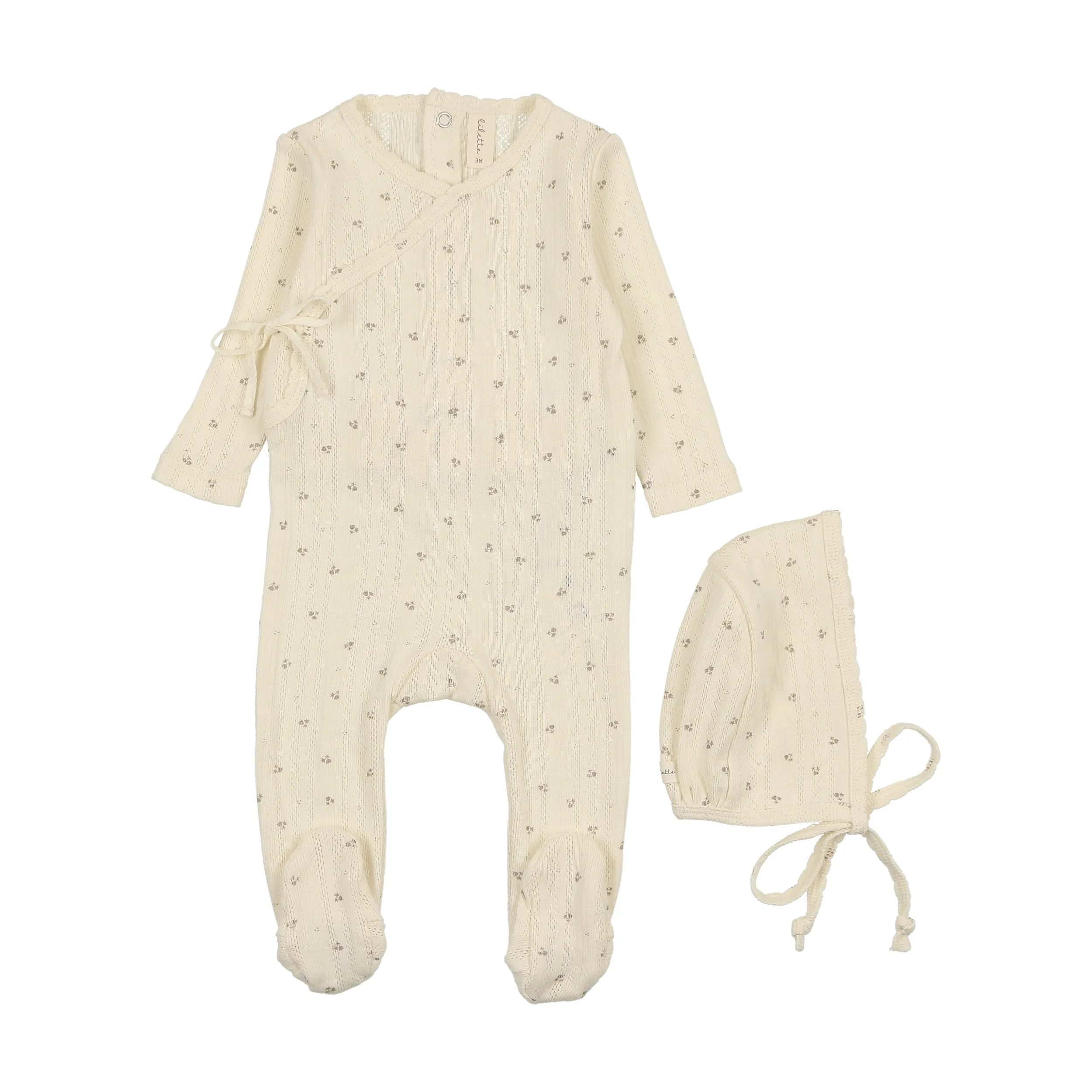 Printed Pointelle Wrap Footie