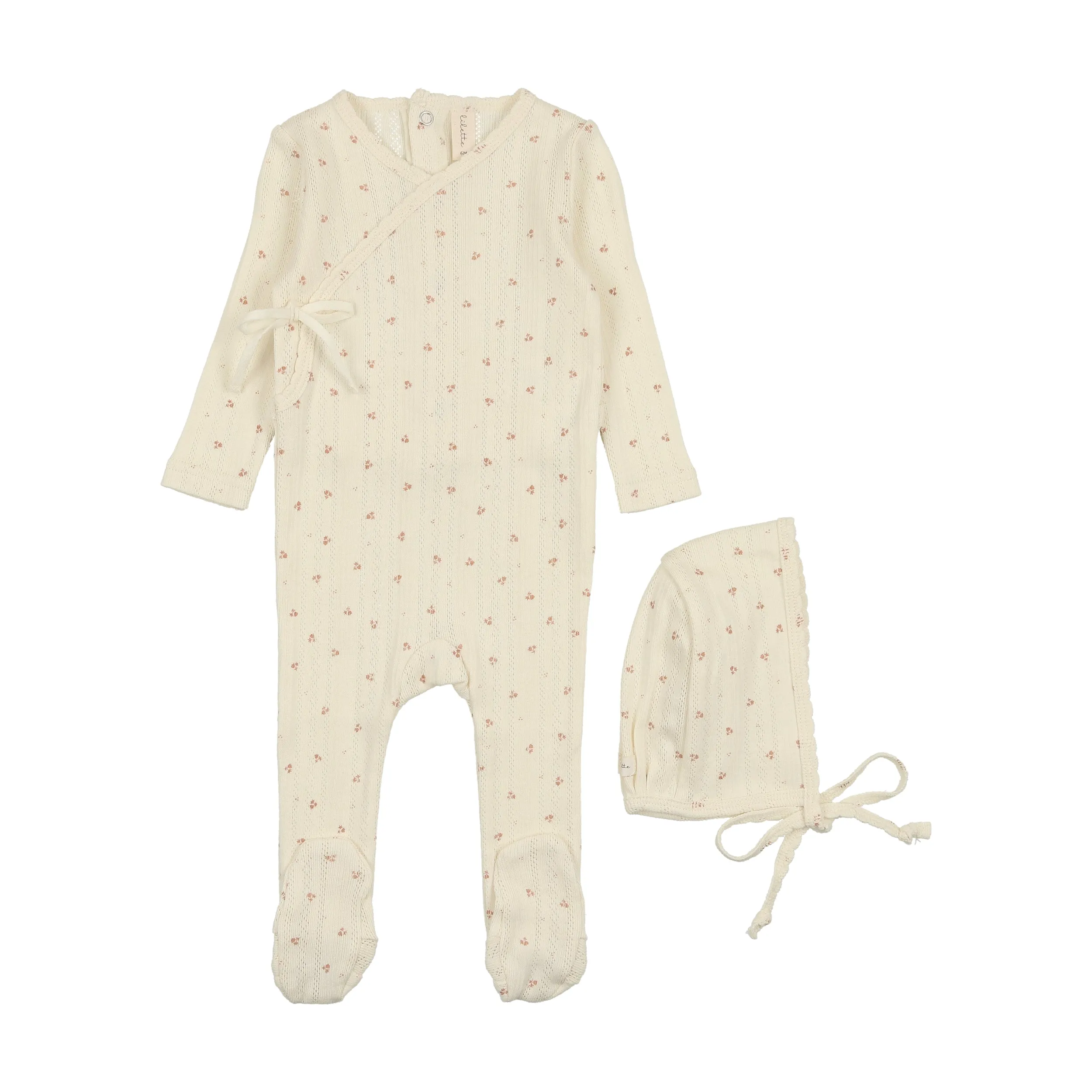 Printed Pointelle Wrap Footie