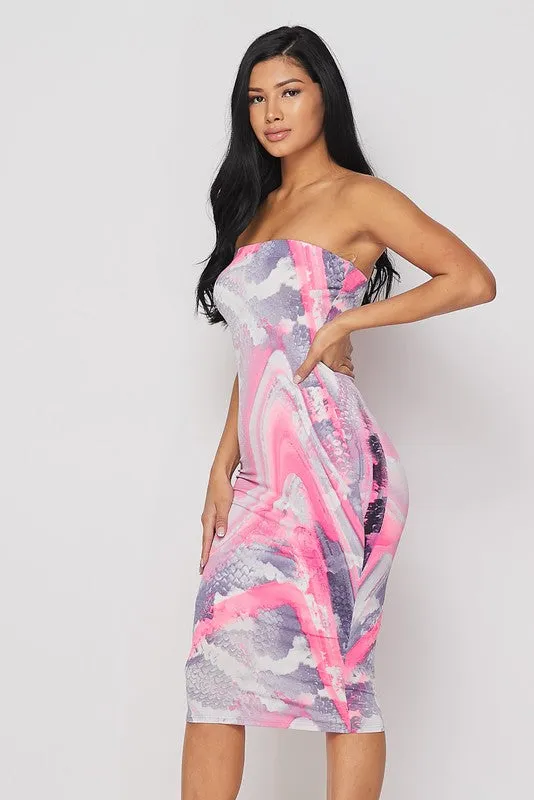 Printed Tube Dress- HOEA19119N