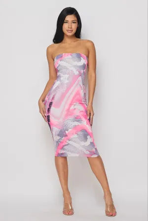 Printed Tube Dress- HOEA19119N