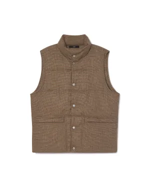 Puffer Vest - Plaid Tan