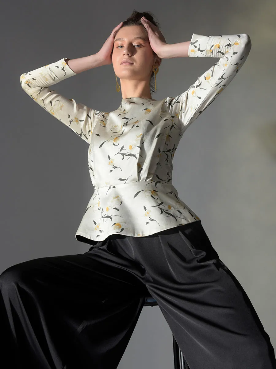 Pumice Silk Peplum Top