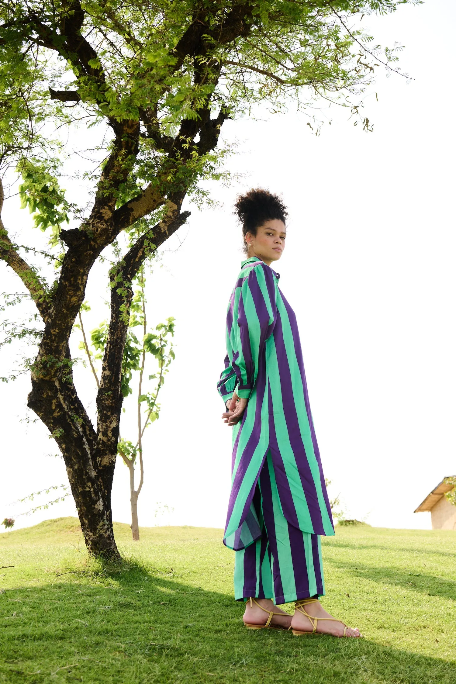 Purple & Green Stripes - Iris coord set