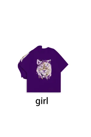Purple Lsu Tiger Sequin Mom&me Top
