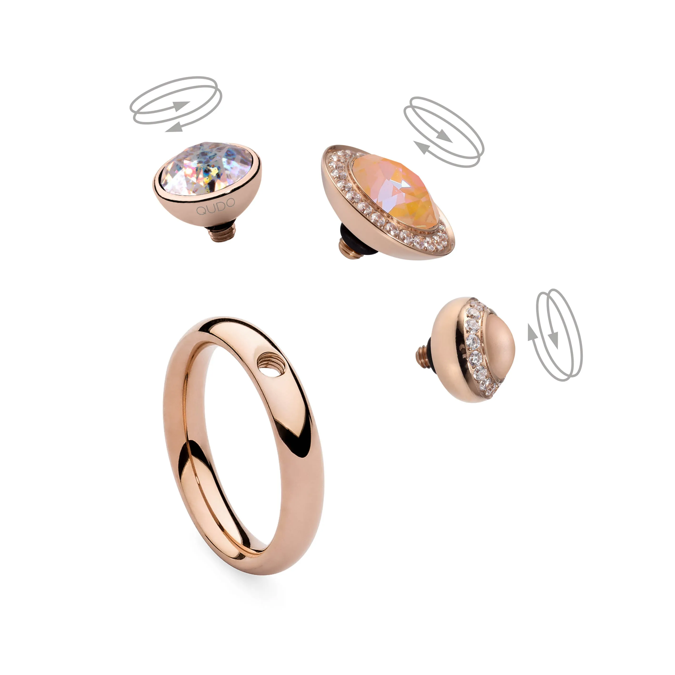 Qudo Fabero 11mm Rose Gold Topper - Silk