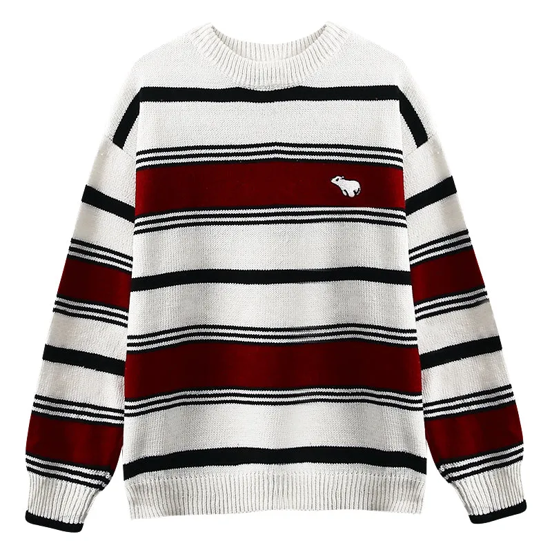 "EMBROIDERED STRIPED " SWEATER N121504
