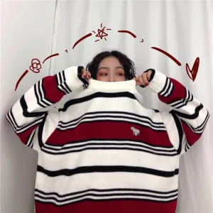 "EMBROIDERED STRIPED " SWEATER N121504