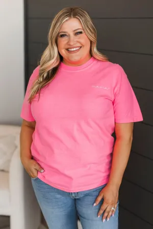 "Mama" Embroidered Tee- Neon Pink