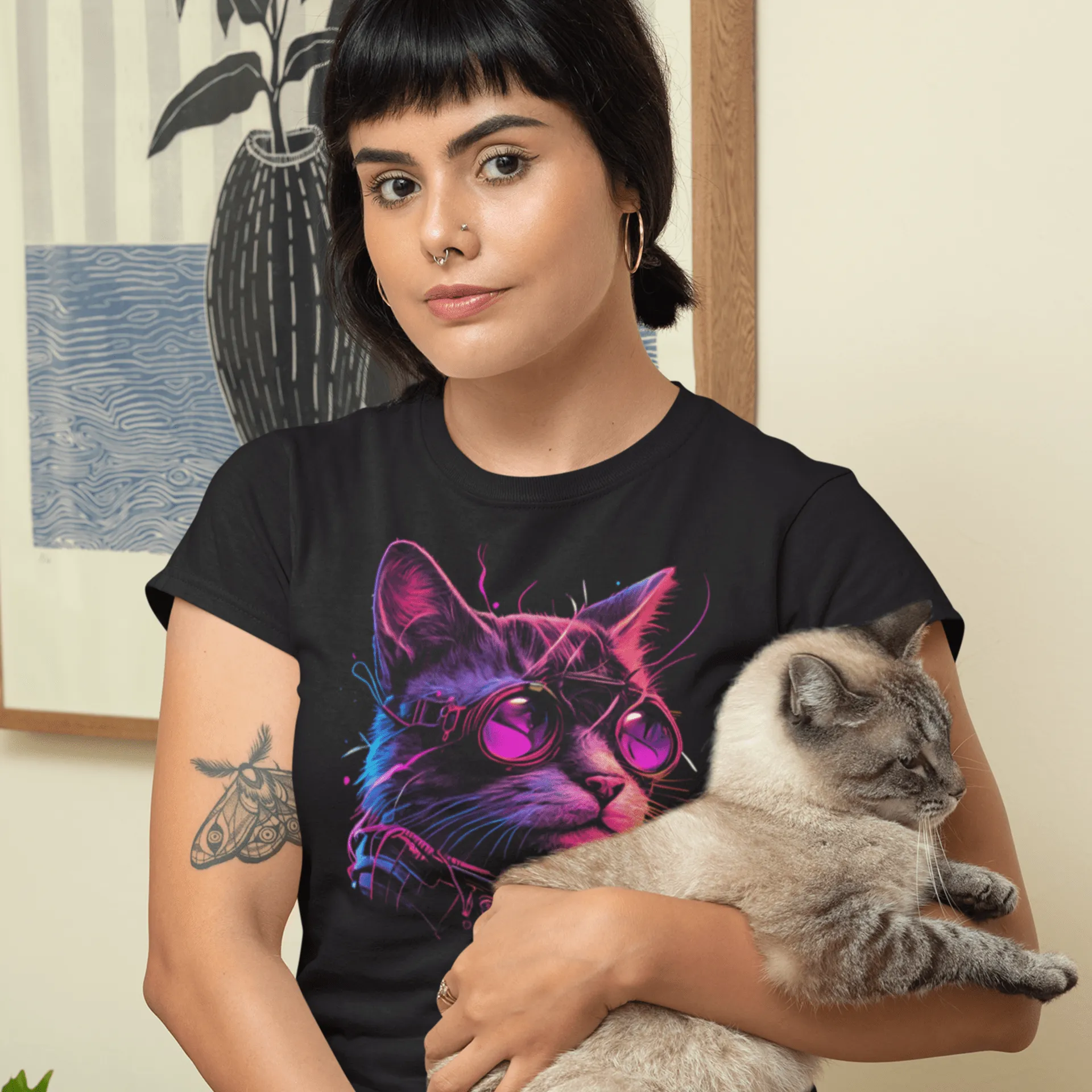 "Punky Cat"  Custom T-Shirt for Women