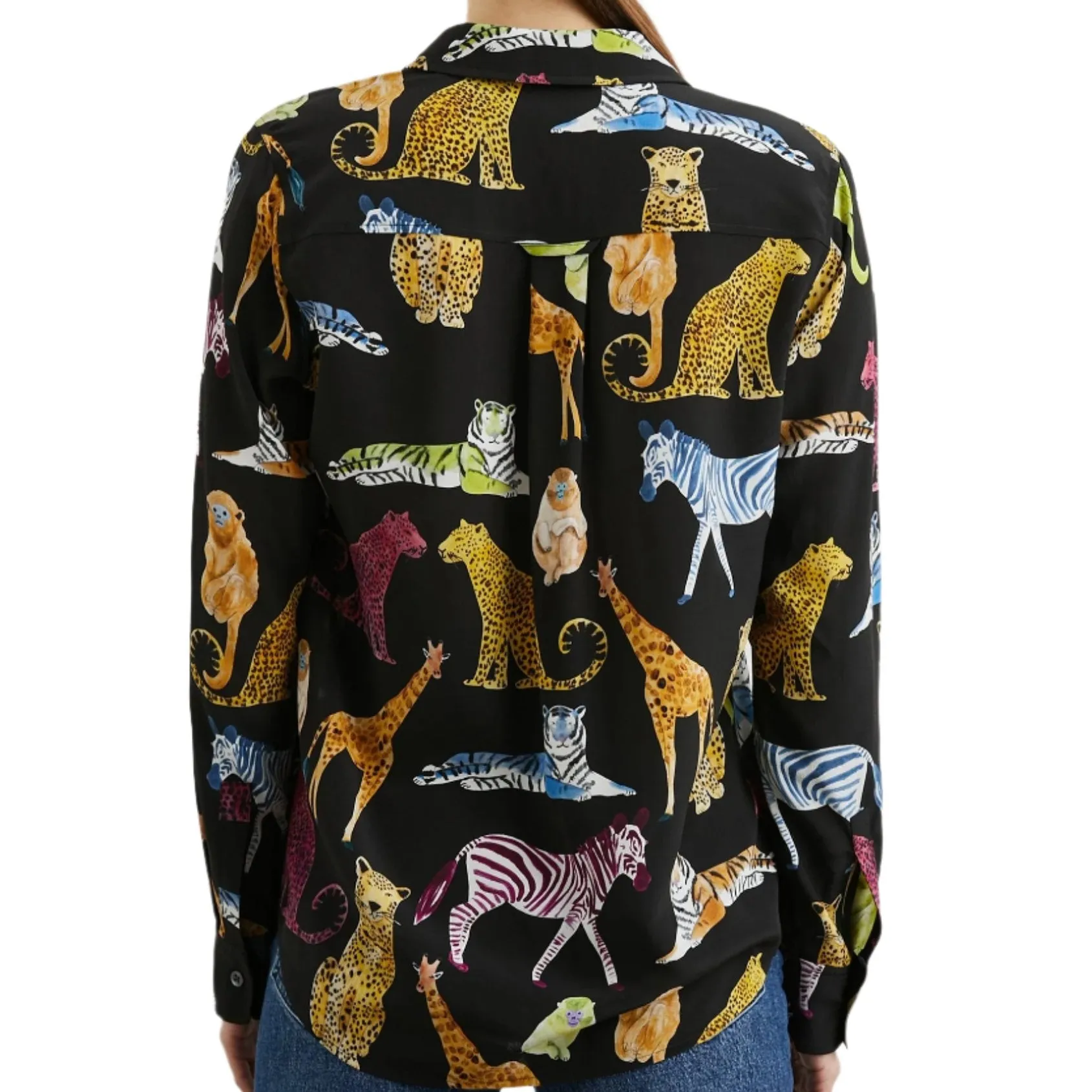 Rails Kate Shirt Silk Illustrated Animals