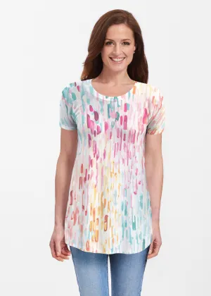 Rainbow Rain (16227) ~ Short Sleeve Butterknit tunic