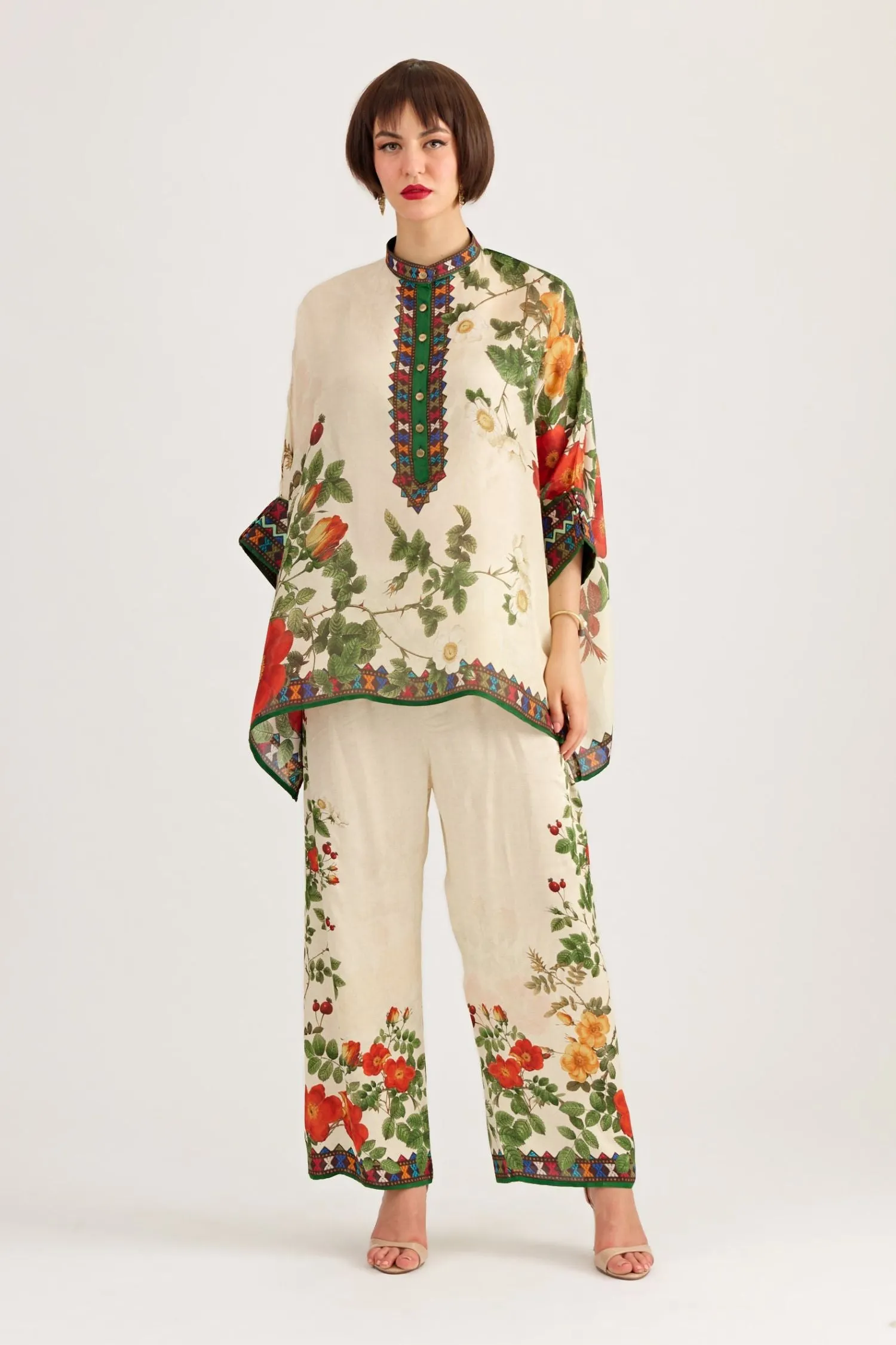Rajdeep Ranawat Chanel Ivory/Emerald Tunic Set