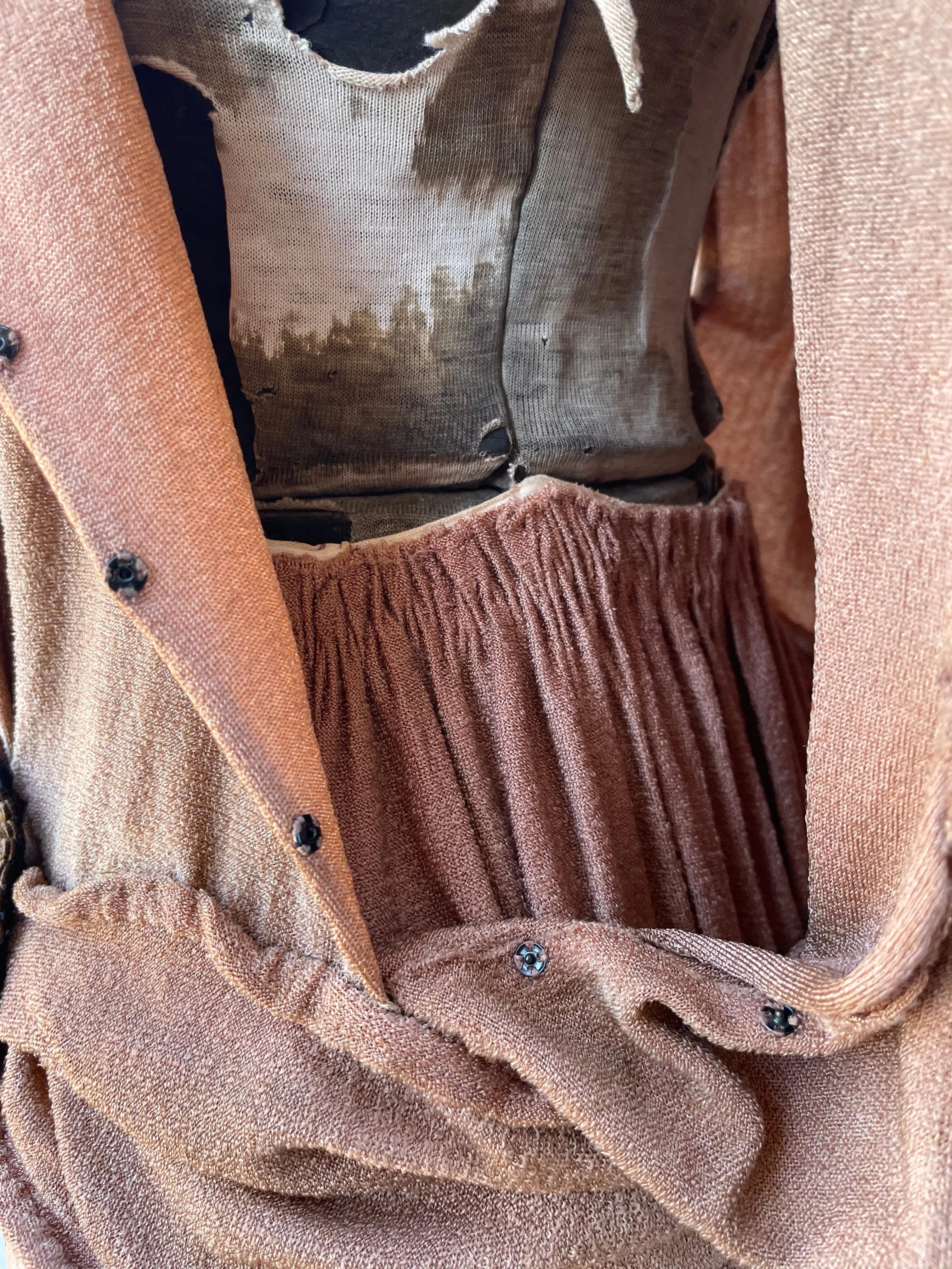 Rare Roaring 20's Bronze Silk Knit Fringe Dress