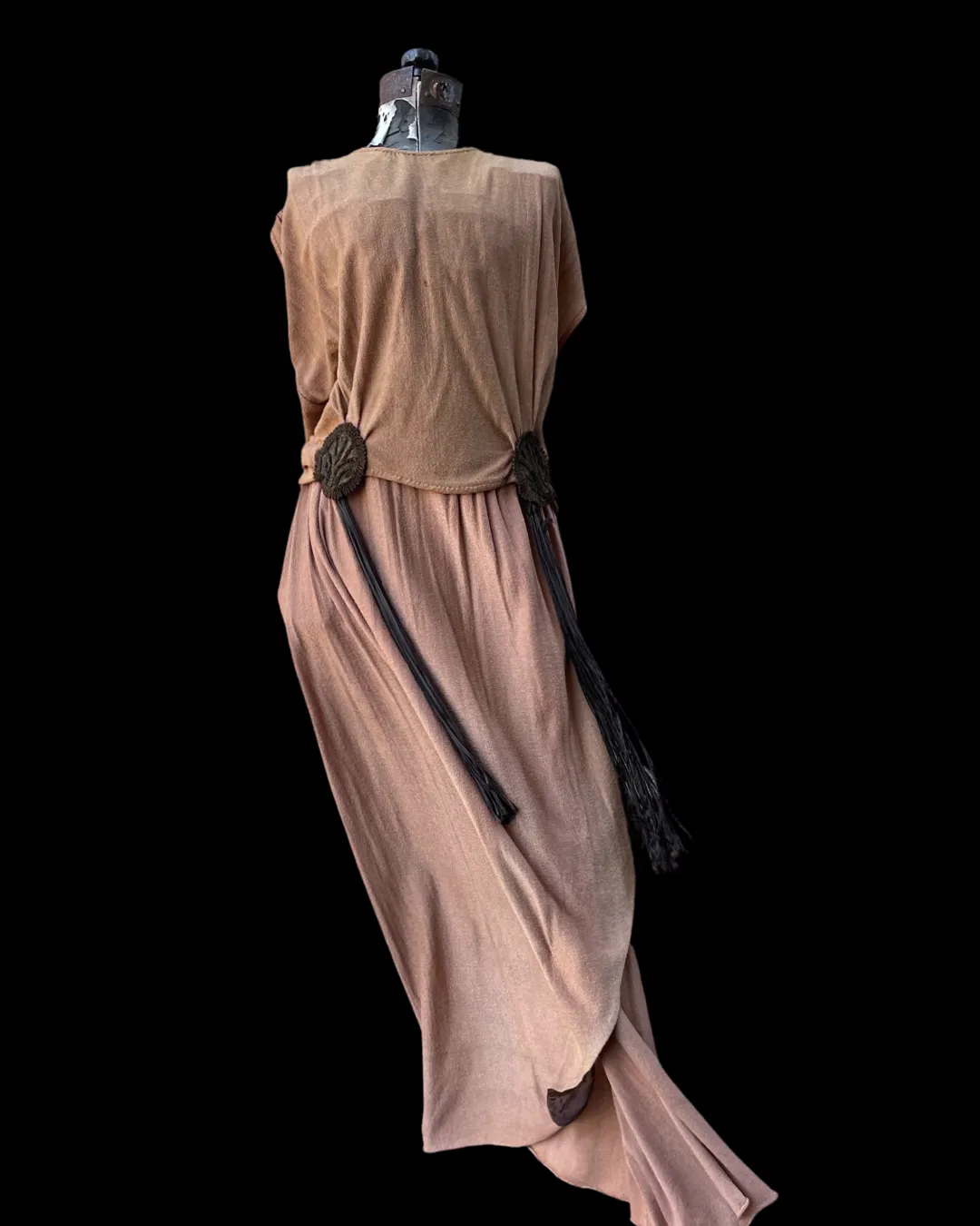 Rare Roaring 20's Bronze Silk Knit Fringe Dress