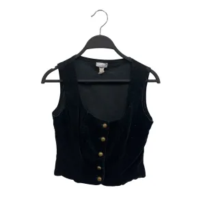Rave Black Velvet Button-Up Sleeveless Vest Small
