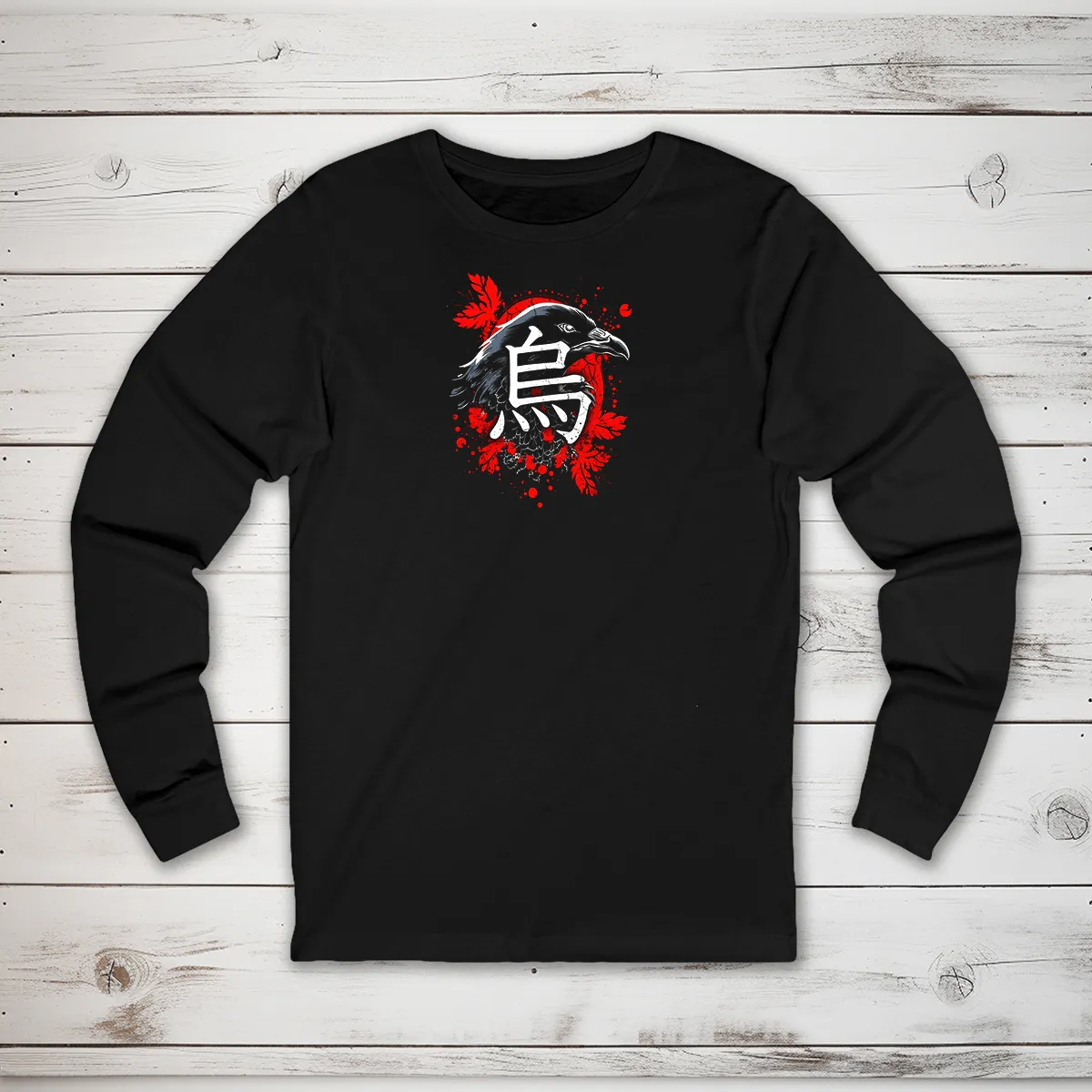 Raven Kanji Long Sleeve T-Shirt