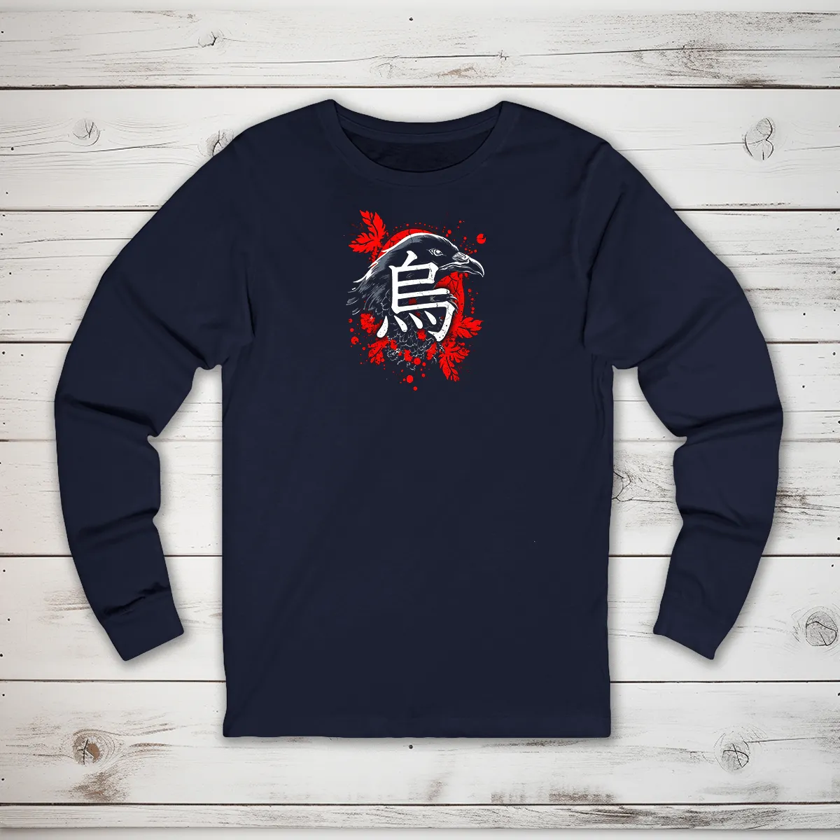 Raven Kanji Long Sleeve T-Shirt