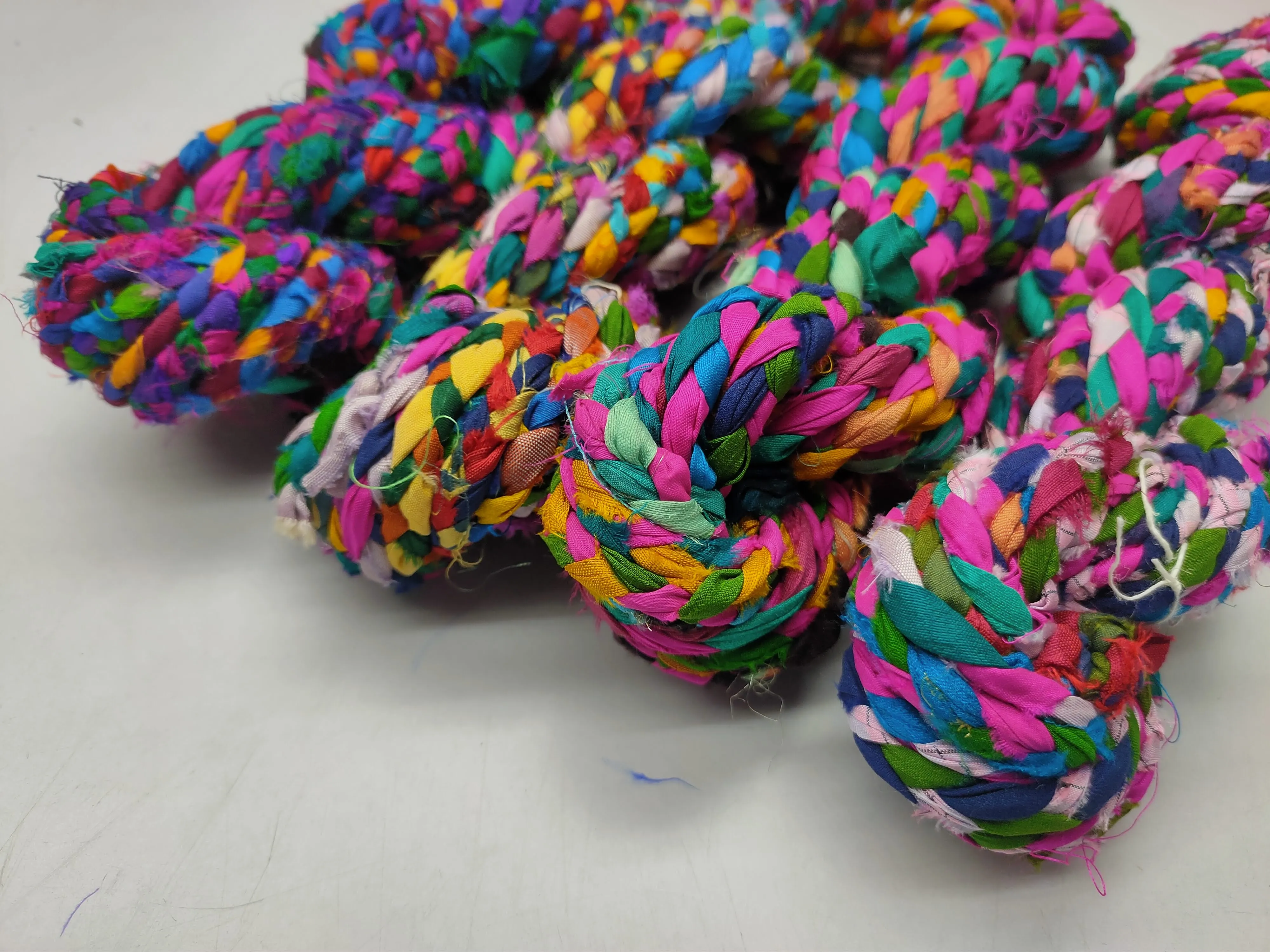 Recycled Sari Silk Ribbon Braided - MultiColor