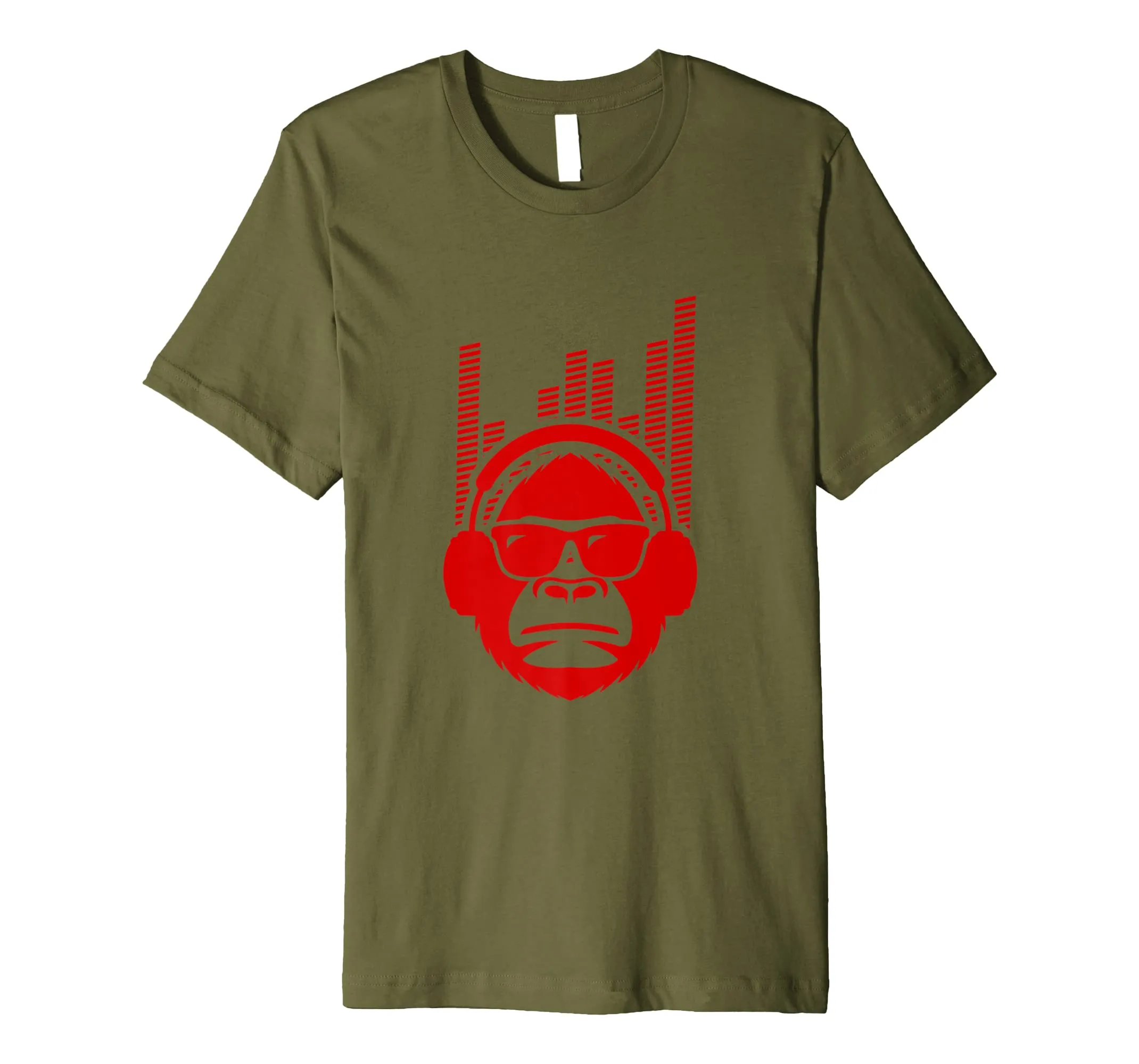 Red Jammin Monkey Rockin Headphones Shades T-Shirt