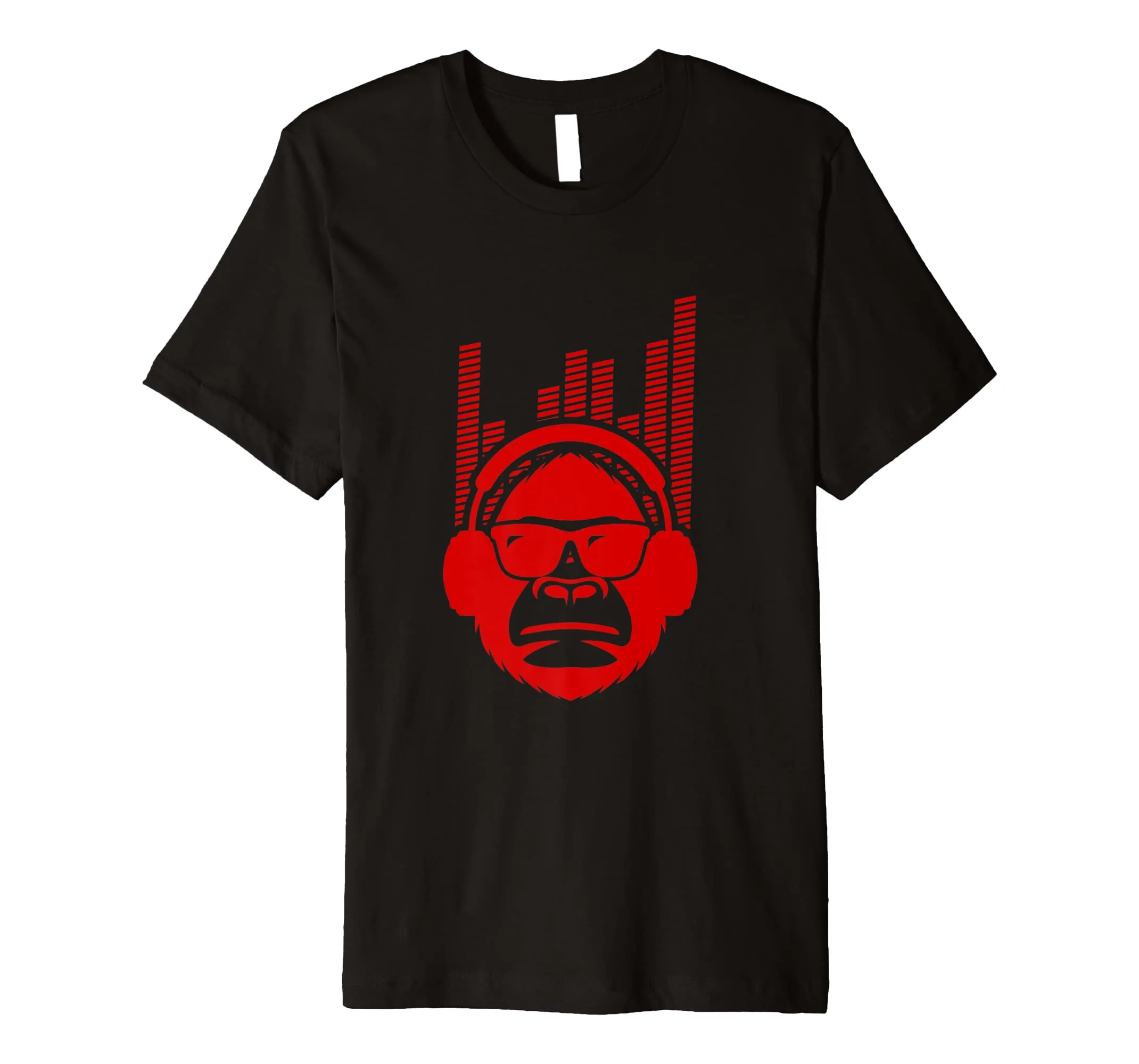 Red Jammin Monkey Rockin Headphones Shades T-Shirt