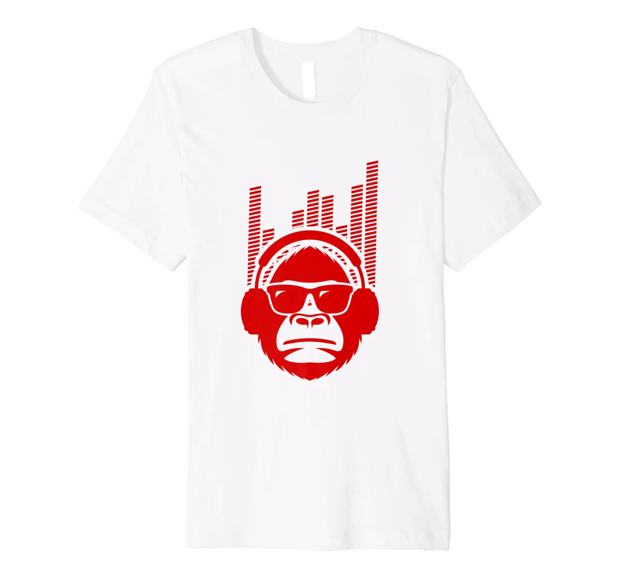 Red Jammin Monkey Rockin Headphones Shades T-Shirt