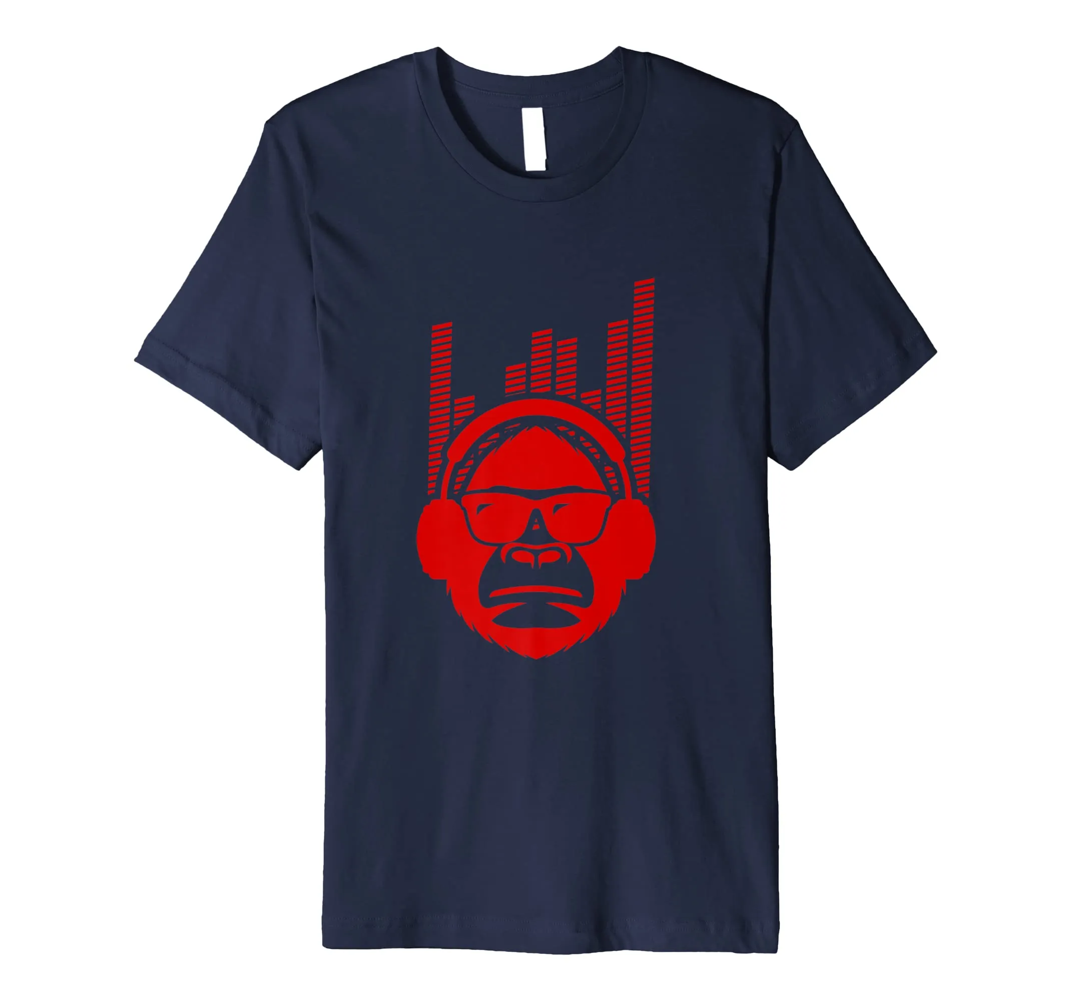 Red Jammin Monkey Rockin Headphones Shades T-Shirt