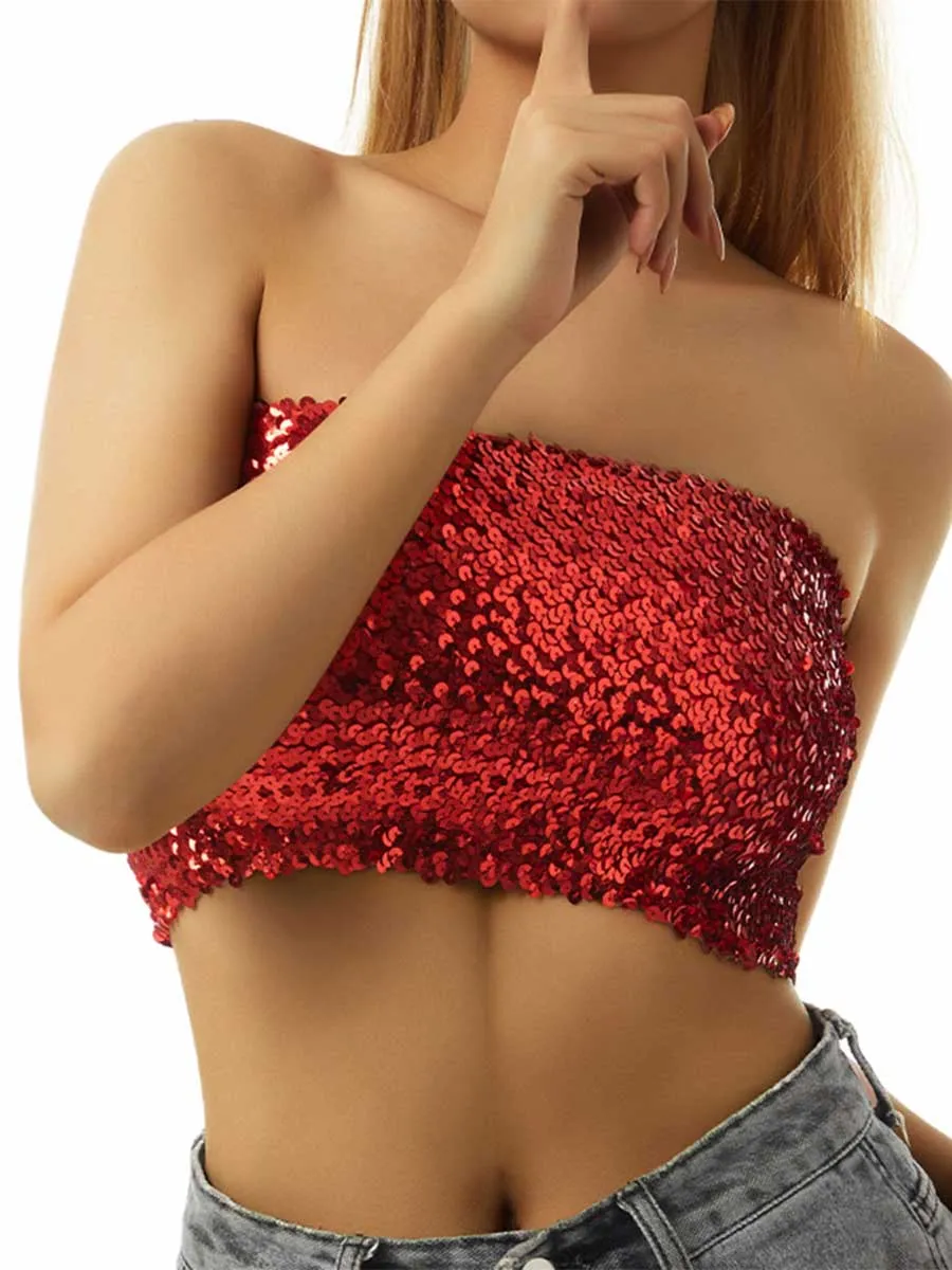 Red Sequin Tube Top
