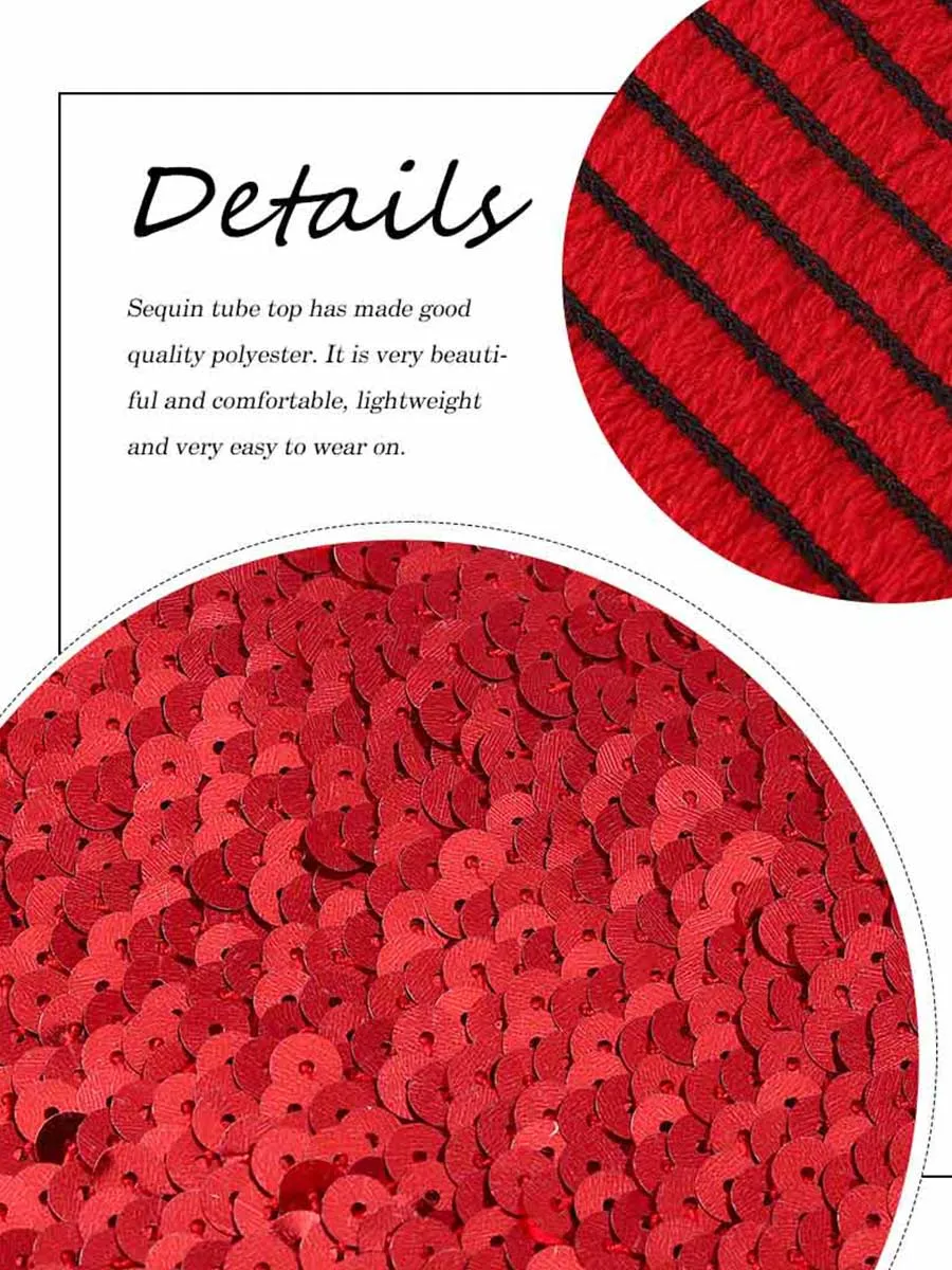 Red Sequin Tube Top