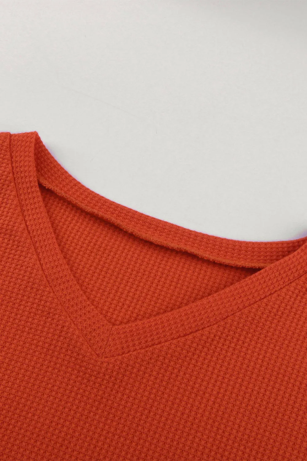 Red V Neck Lantern Sleeve Leopard Stripe Splice Long Sleeve Top