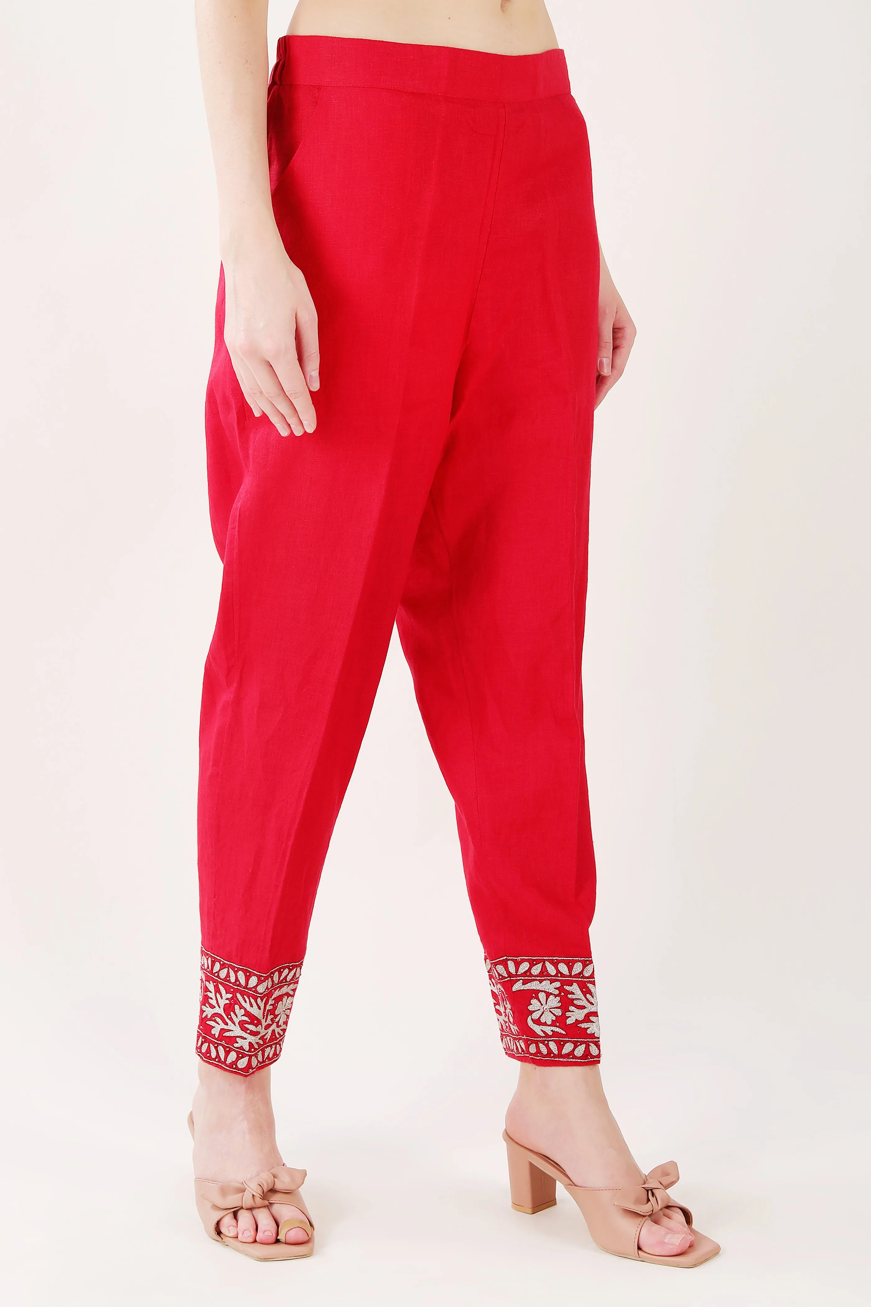 Red Zari Embroidery Set