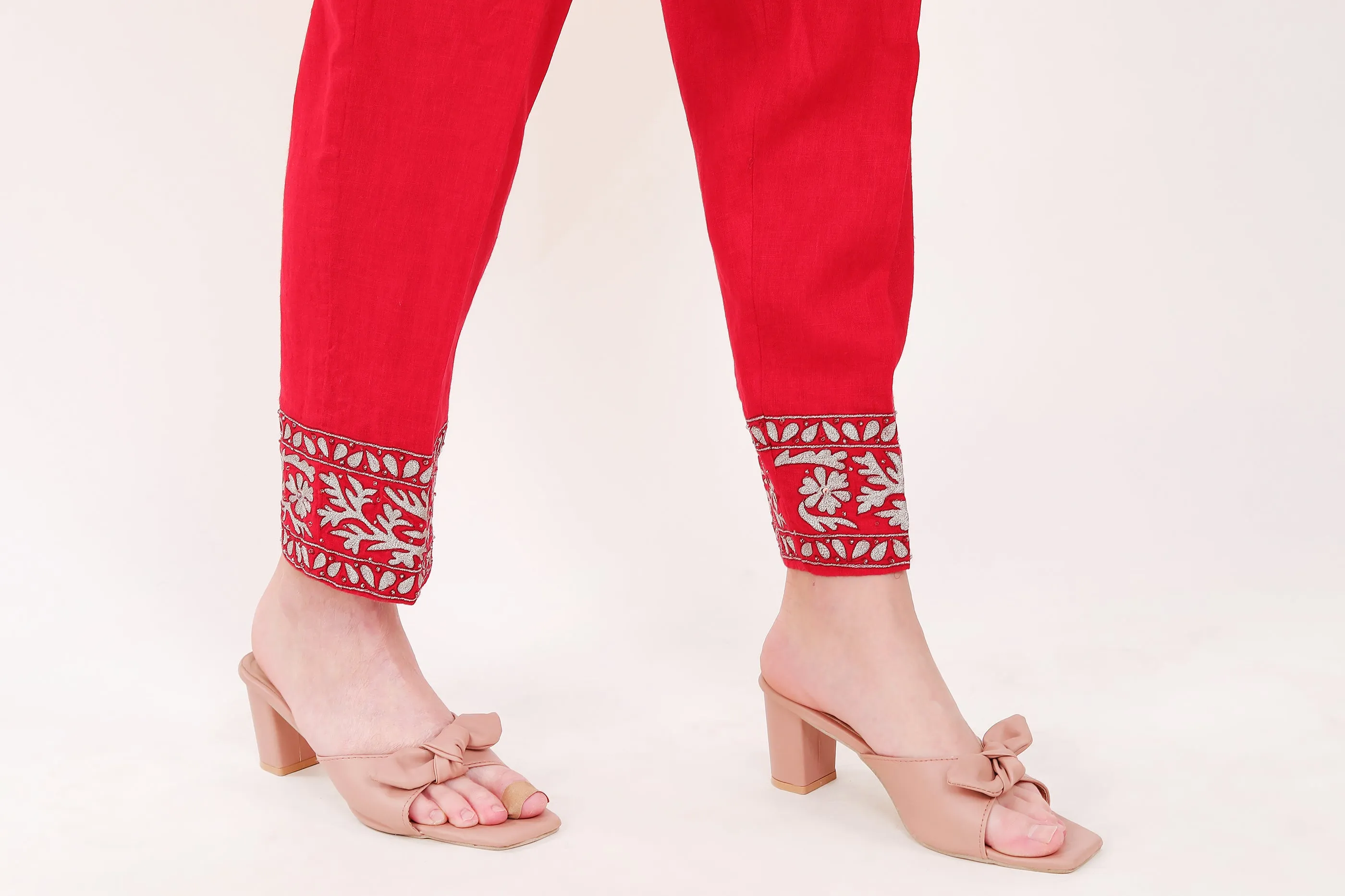 Red Zari Embroidery Set