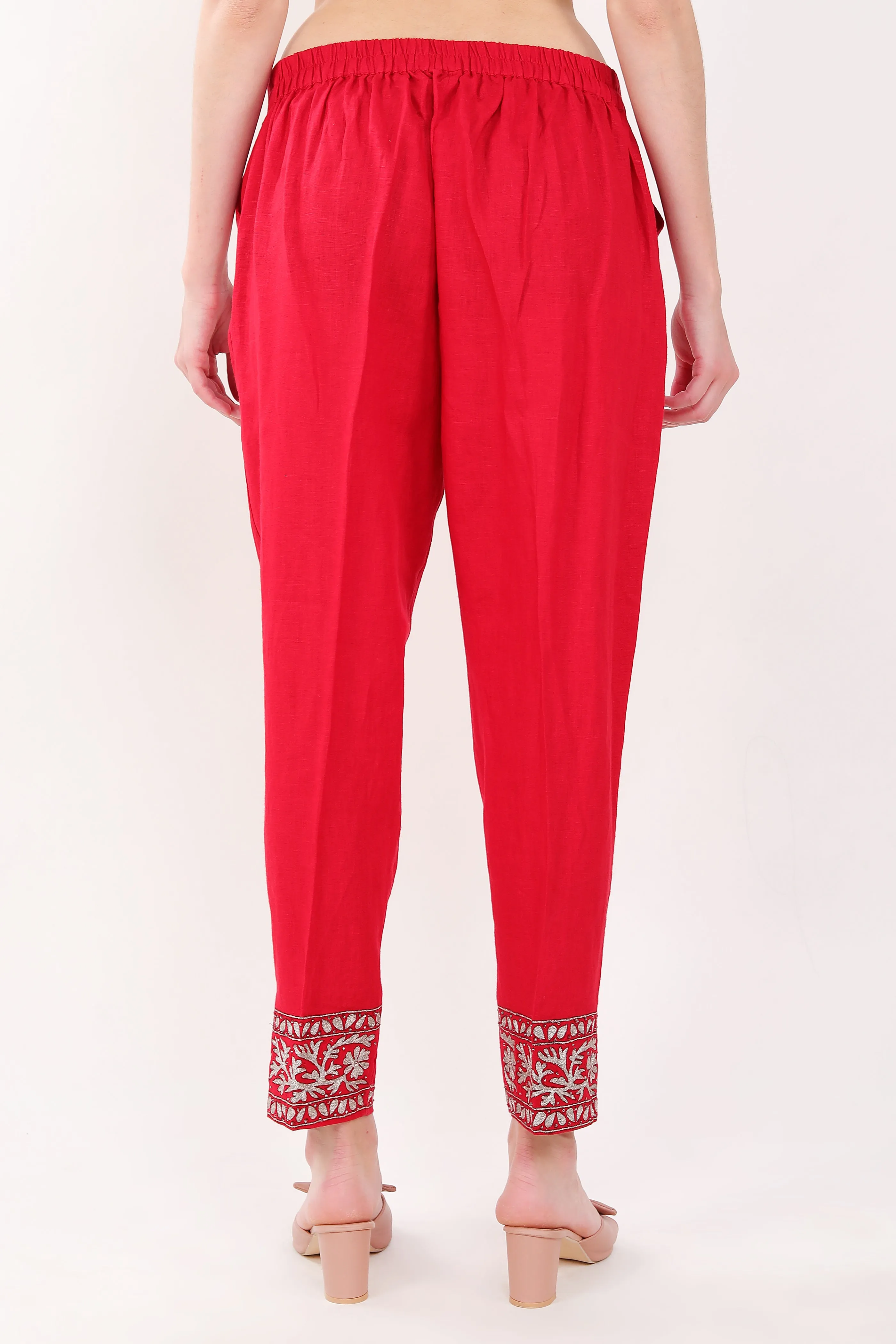 Red Zari Embroidery Set