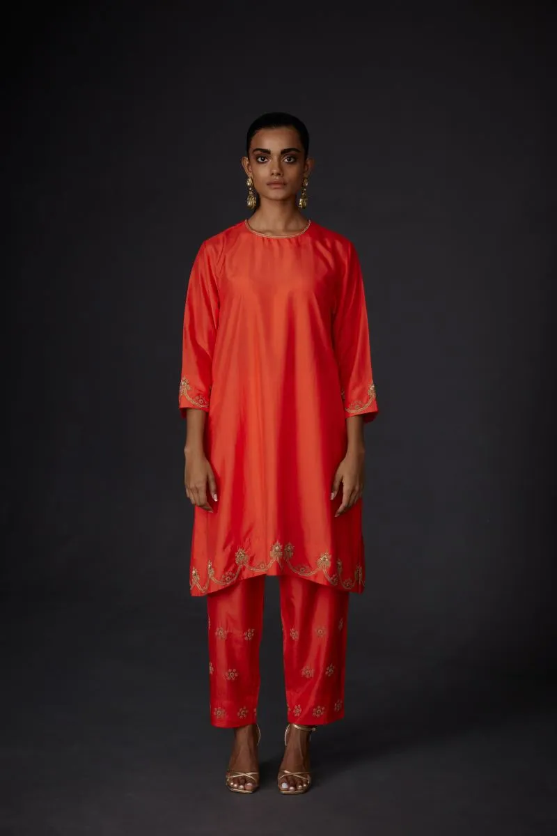 Reflect scarlet red embroidered tunic with trouser-5