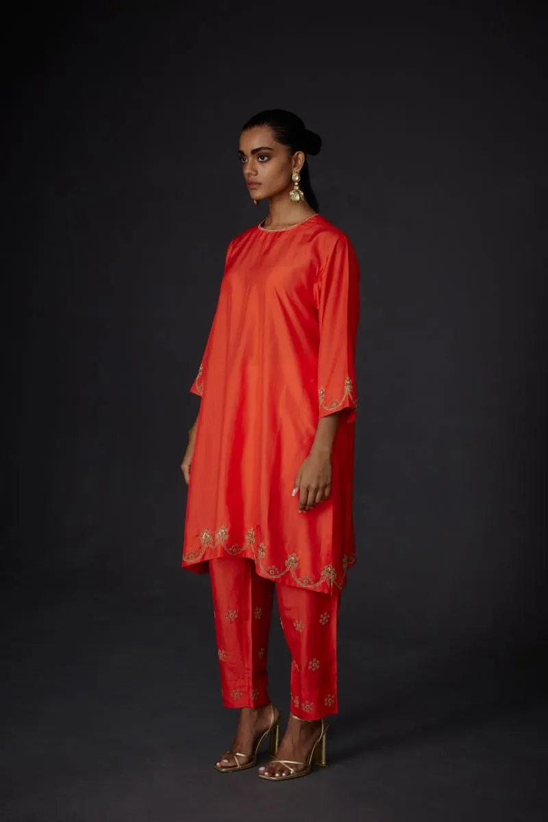 Reflect scarlet red embroidered tunic with trouser-5