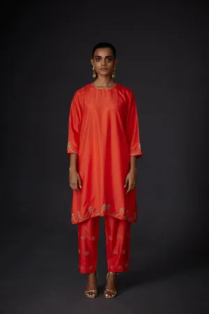 Reflect scarlet red embroidered tunic with trouser-5