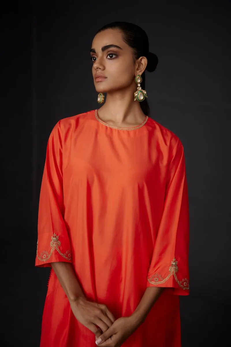Reflect scarlet red embroidered tunic with trouser-5