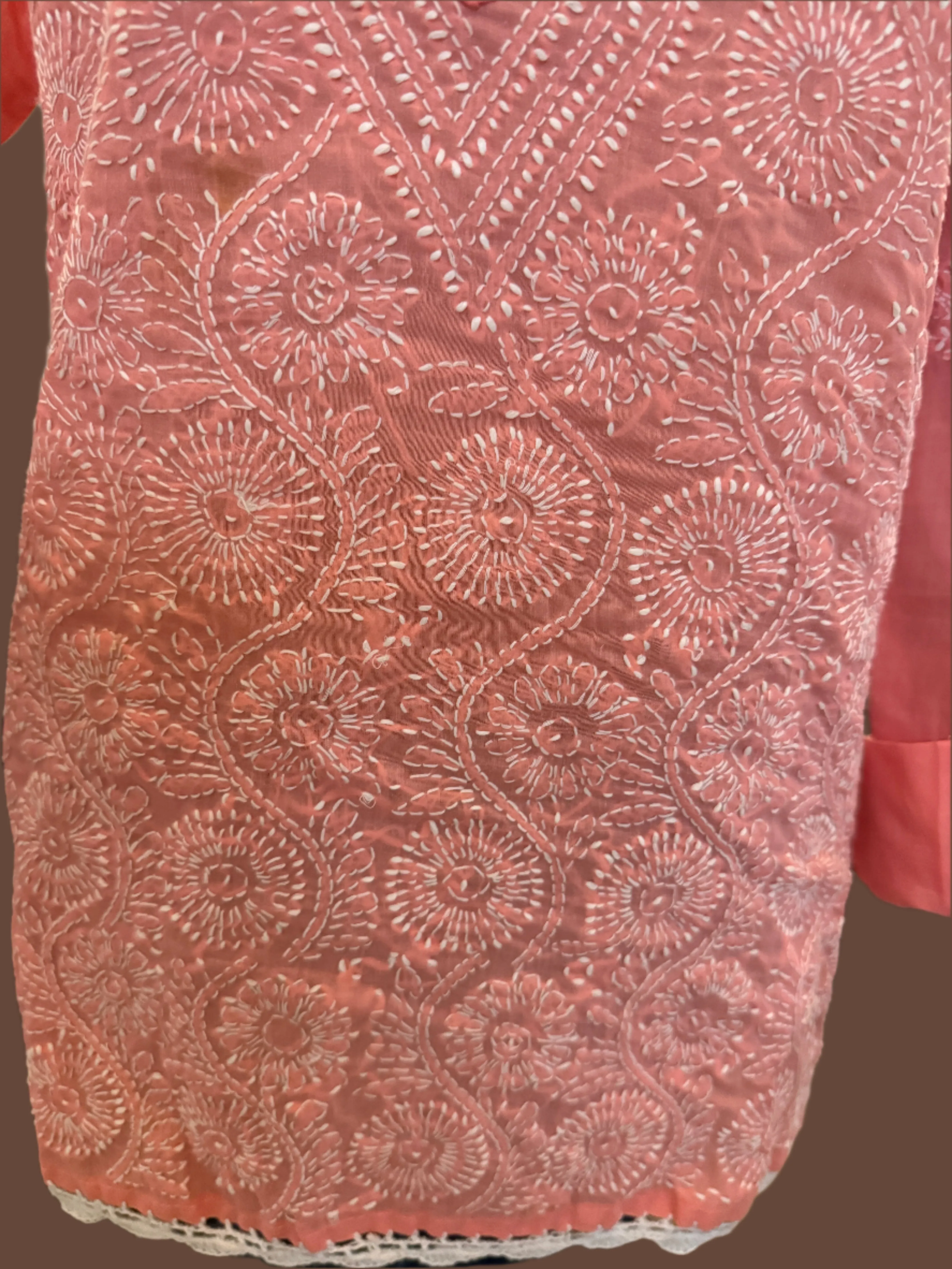 Rehana - Coral chikankari Kurta | A bouquet of roses