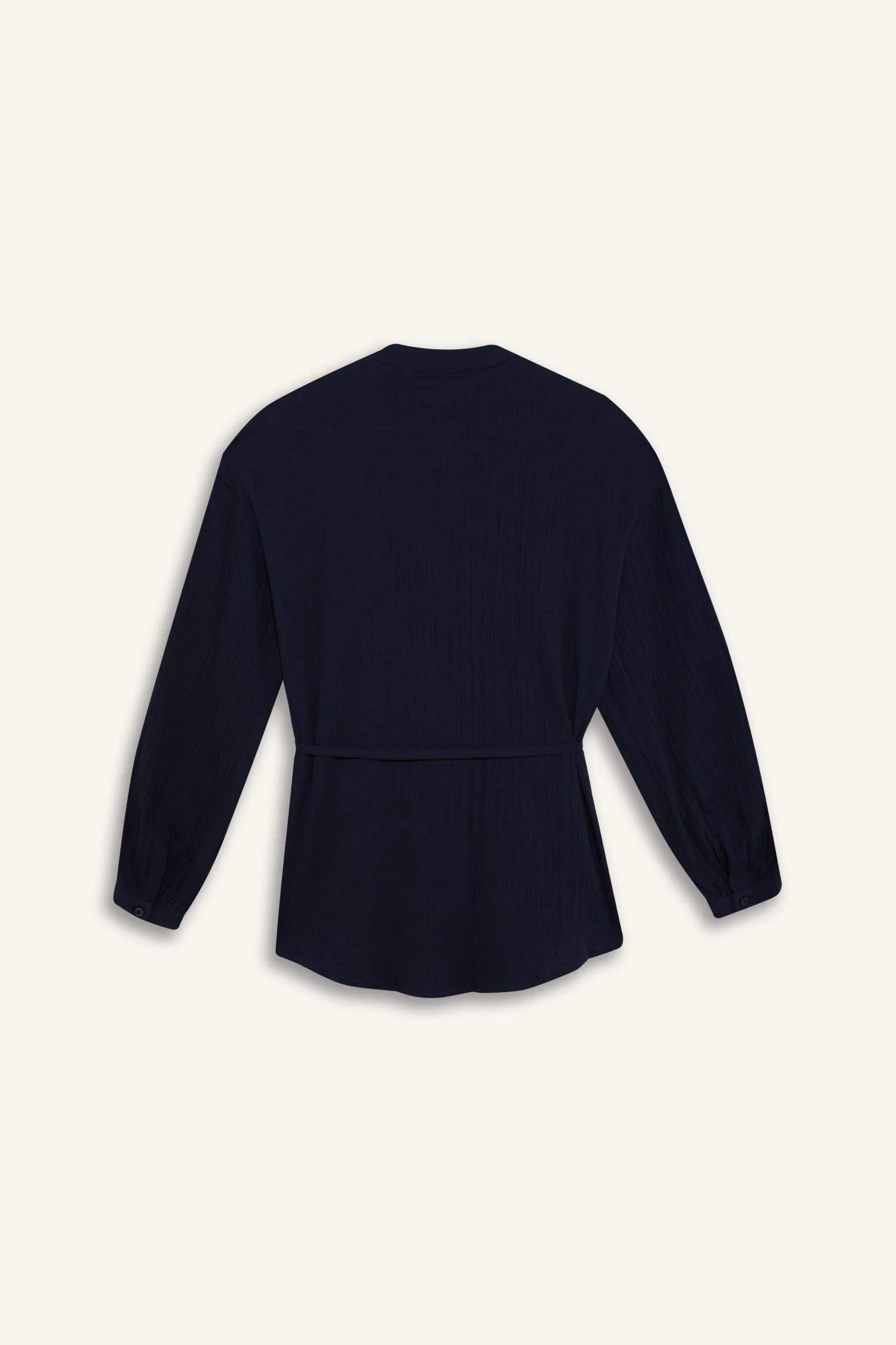 Relax Fit Basic Laced Muslin Long Sleeve Shirt