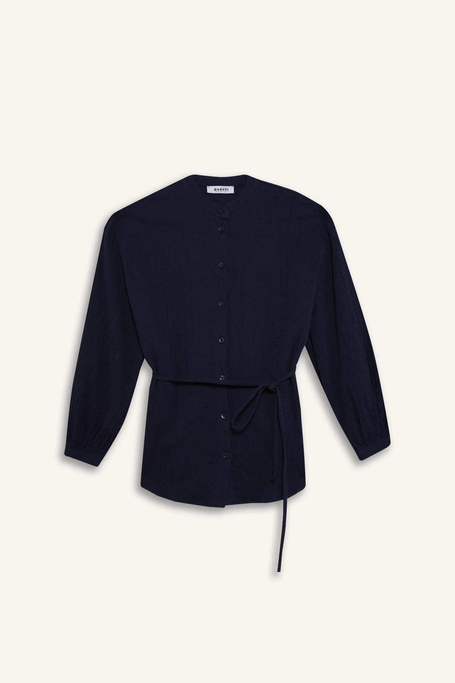 Relax Fit Basic Laced Muslin Long Sleeve Shirt