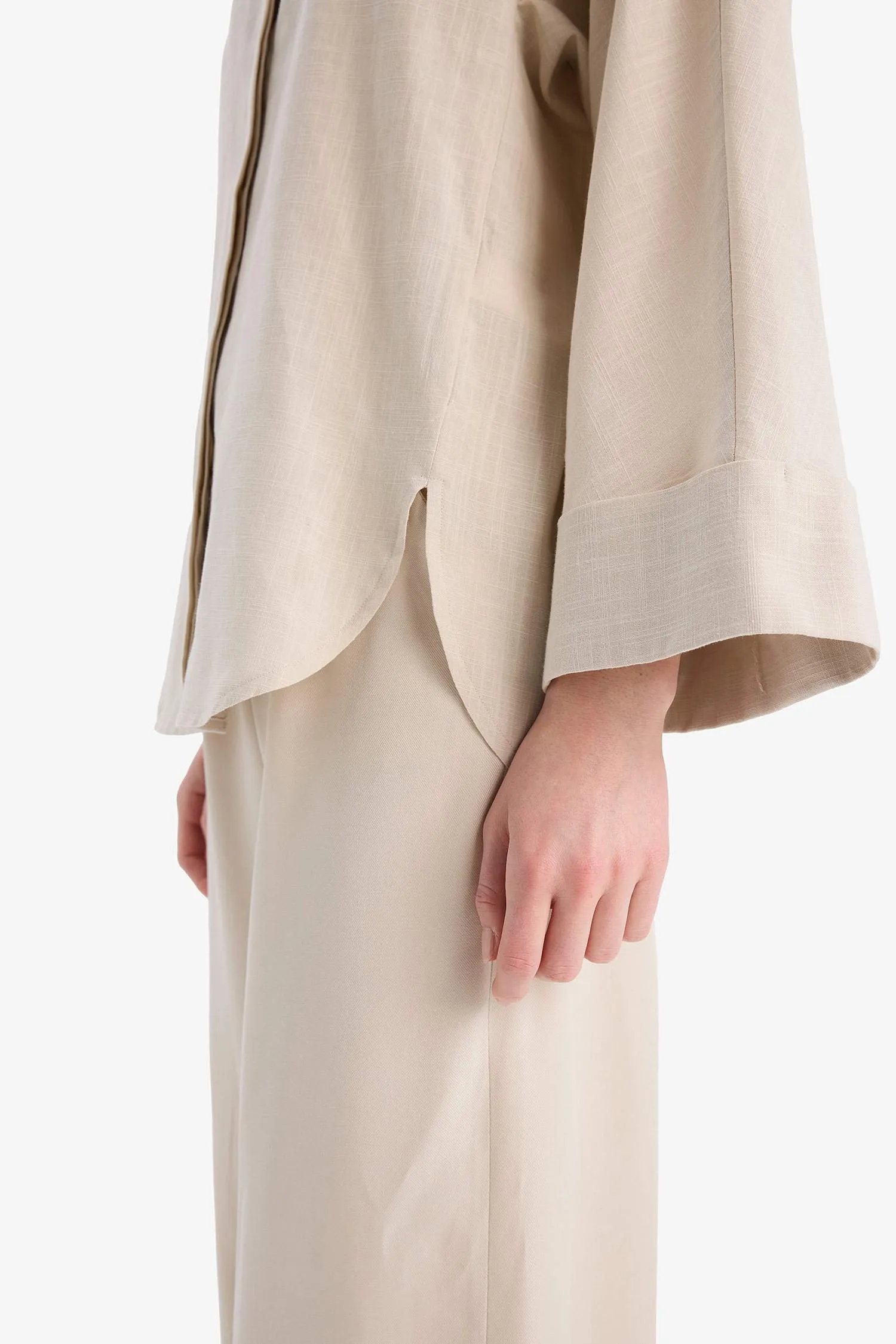 Relax Fit Linen Blend Long Sleeve Tunic