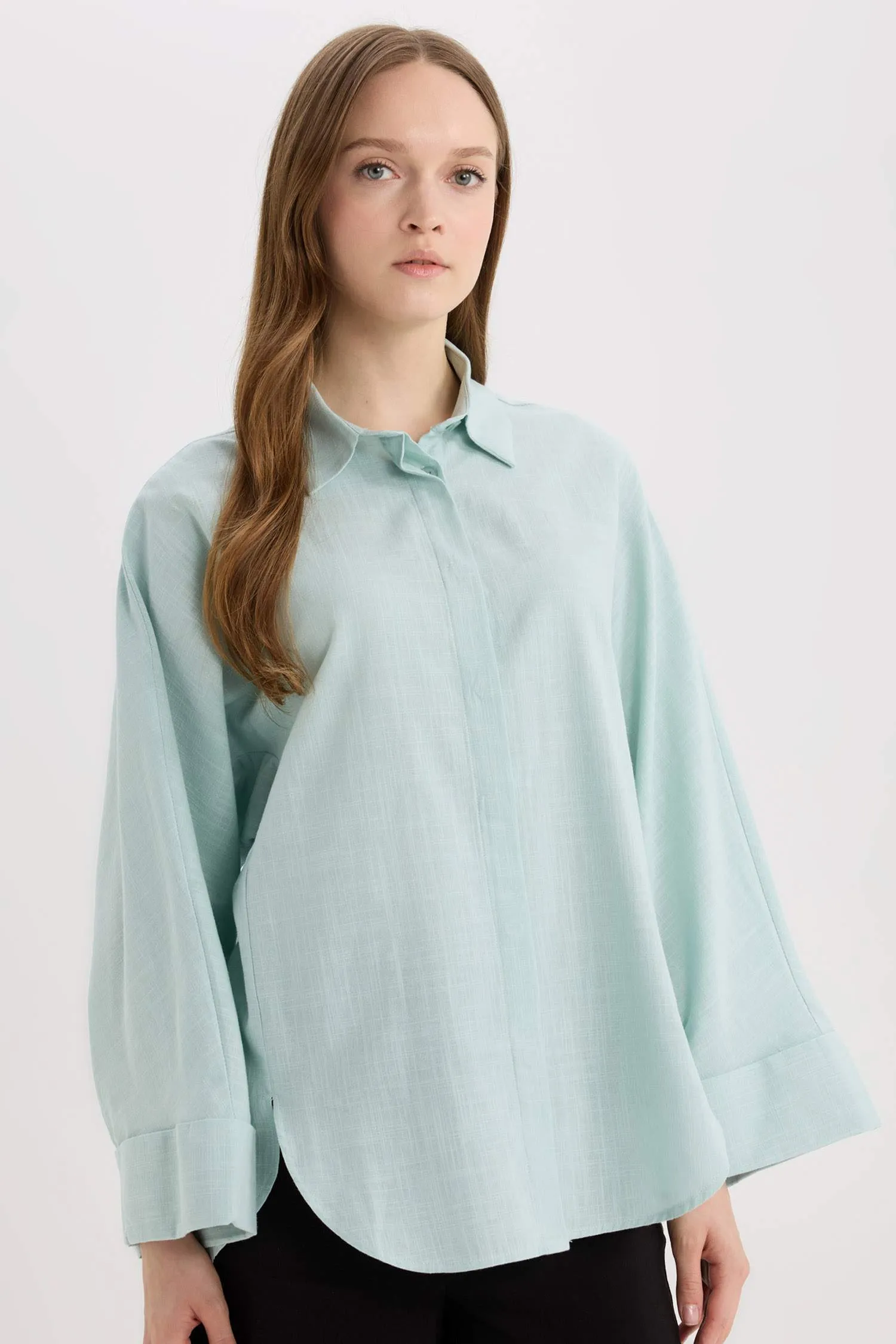 Relax Fit Linen Blend Long Sleeve Tunic
