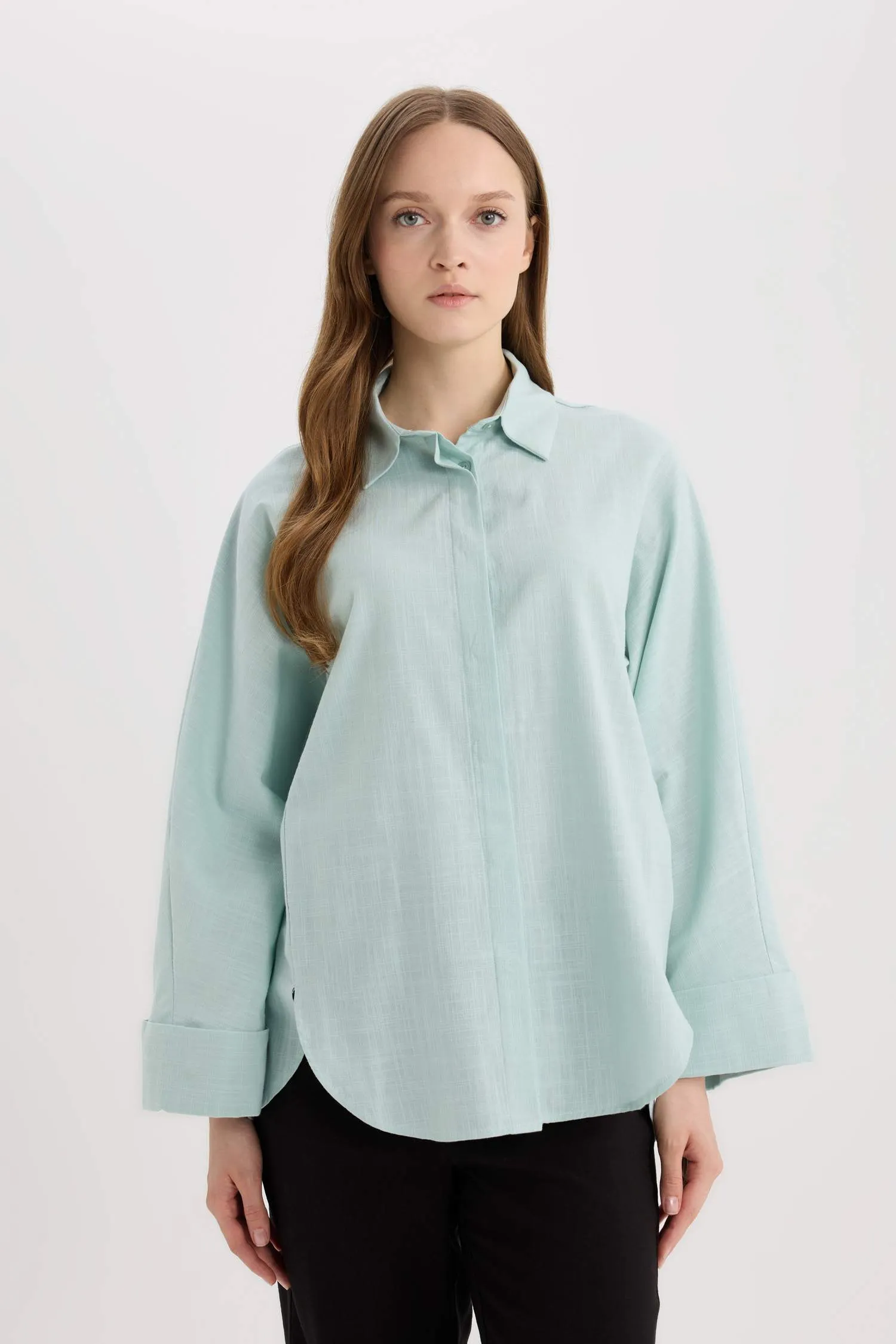 Relax Fit Linen Blend Long Sleeve Tunic